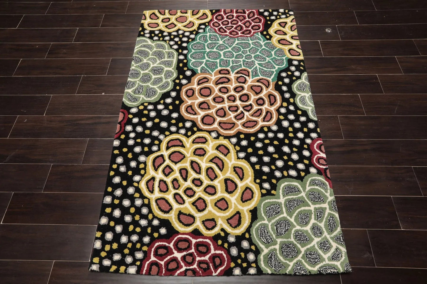 LoomBloom Multi Size Black Hand Tufted Transitional Floral Wool Oriental Area Rug-3