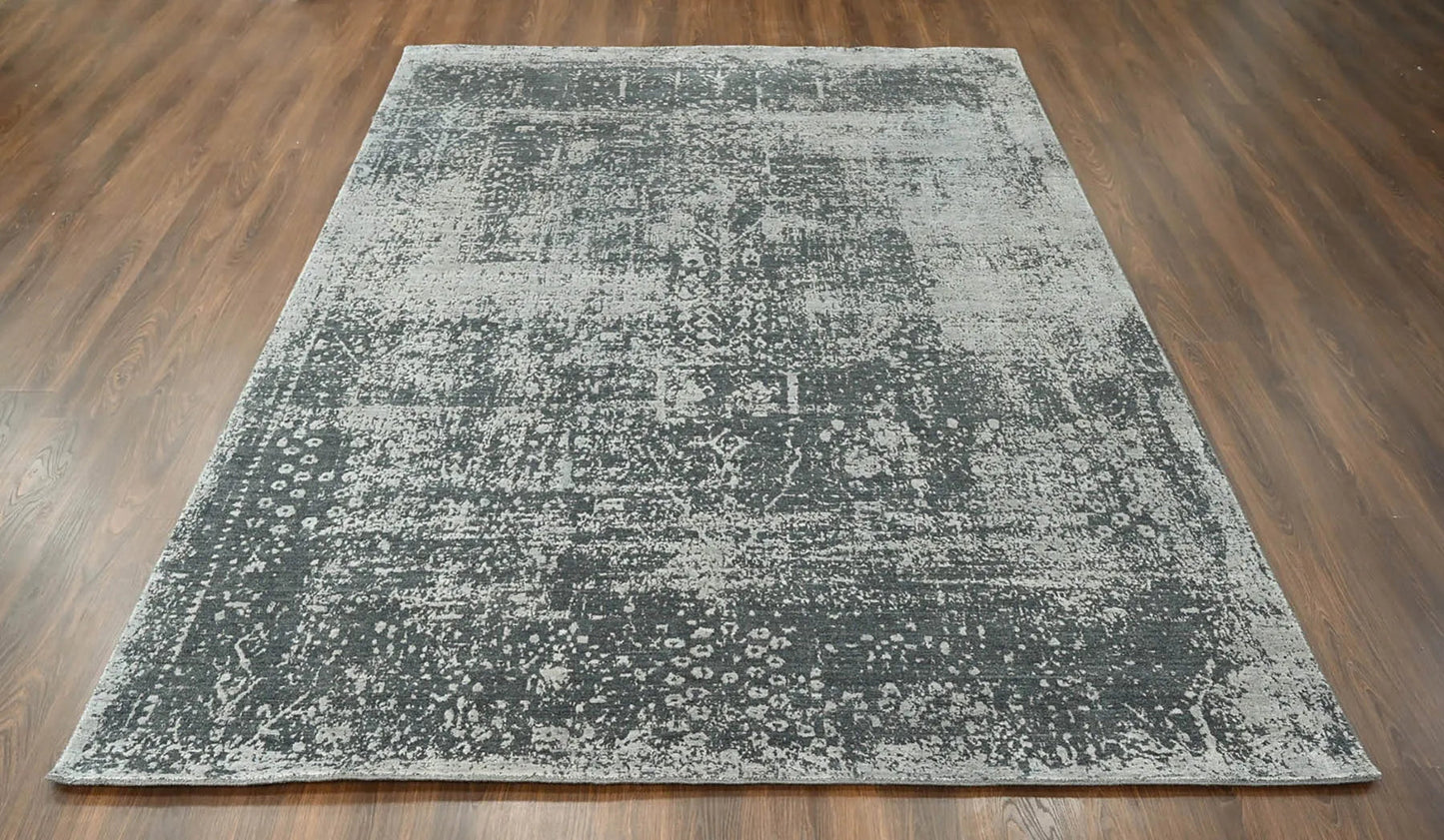 8x10 Tone on Tone Gray Hand Knotted 100% Wool Transitional Oriental Area Rug-3