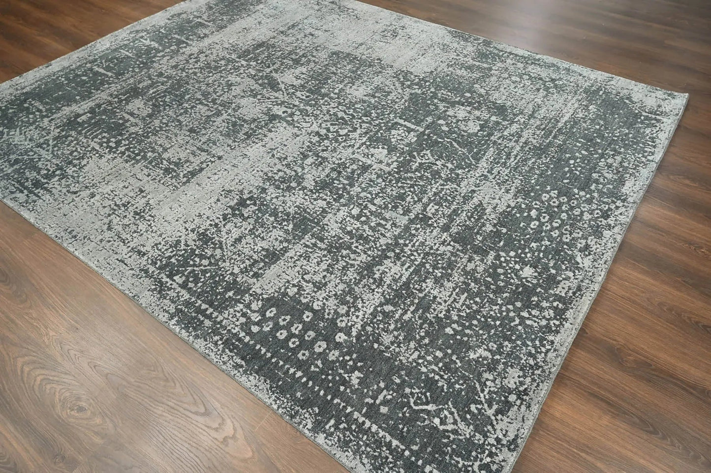 8x10 Tone on Tone Gray Hand Knotted 100% Wool Transitional Oriental Area Rug-4