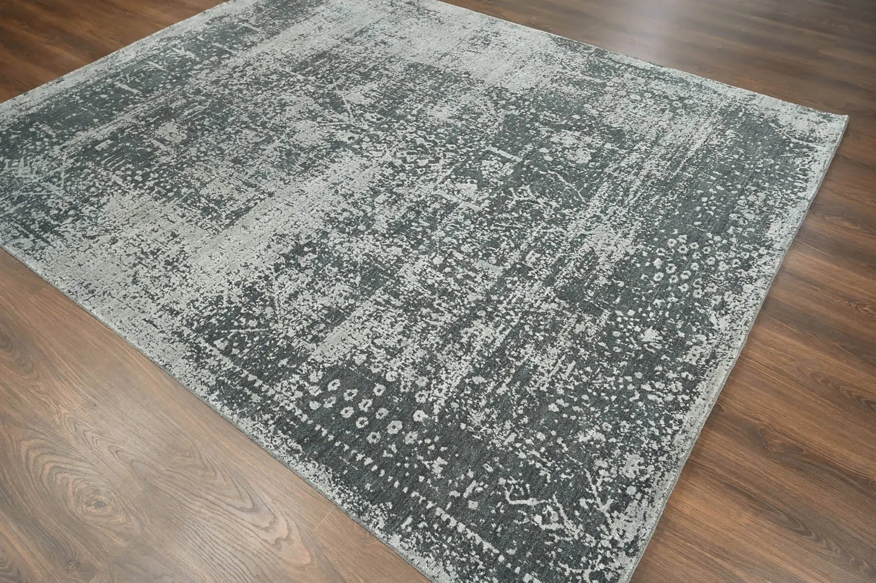 8x10 Tone on Tone Gray Hand Knotted 100% Wool Transitional Oriental Area Rug-4