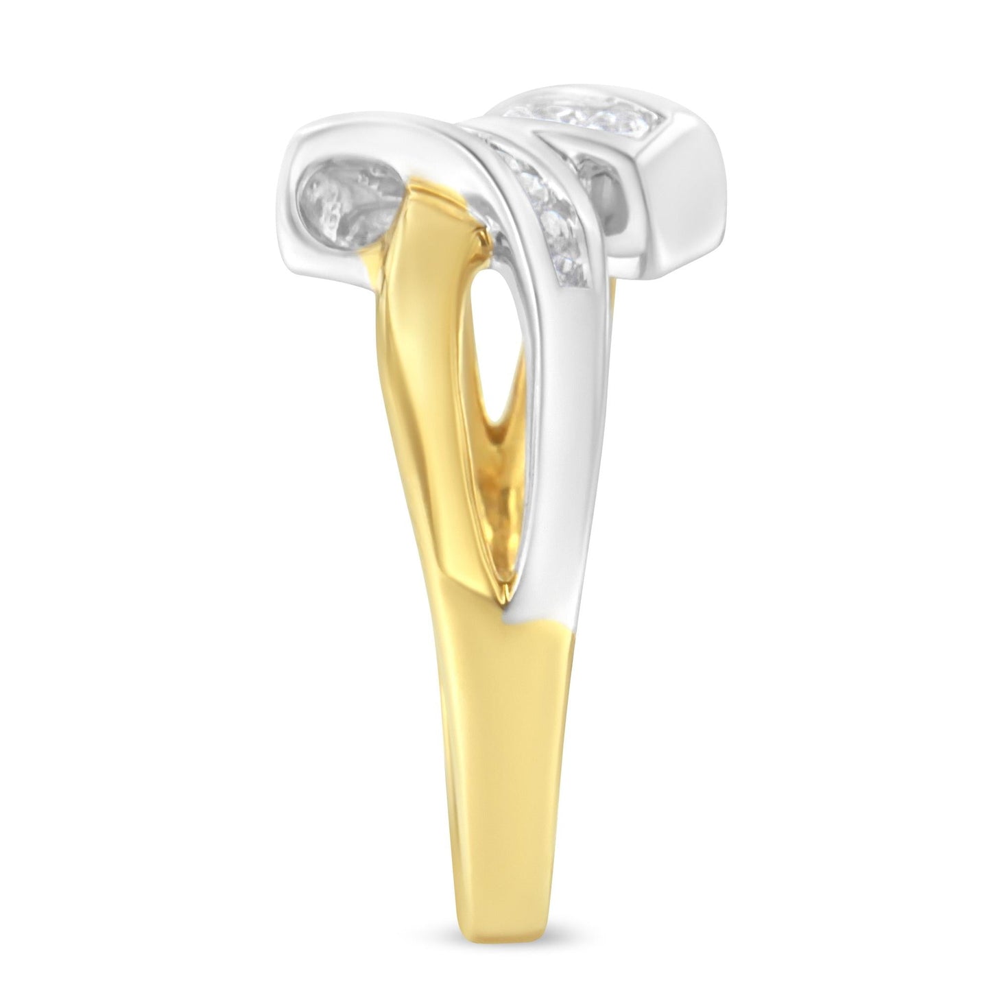 10K Two Toned Channel-Set Diamond Bypass Ring (1/4 cttw, I-J Color, I2 Clarity)-4