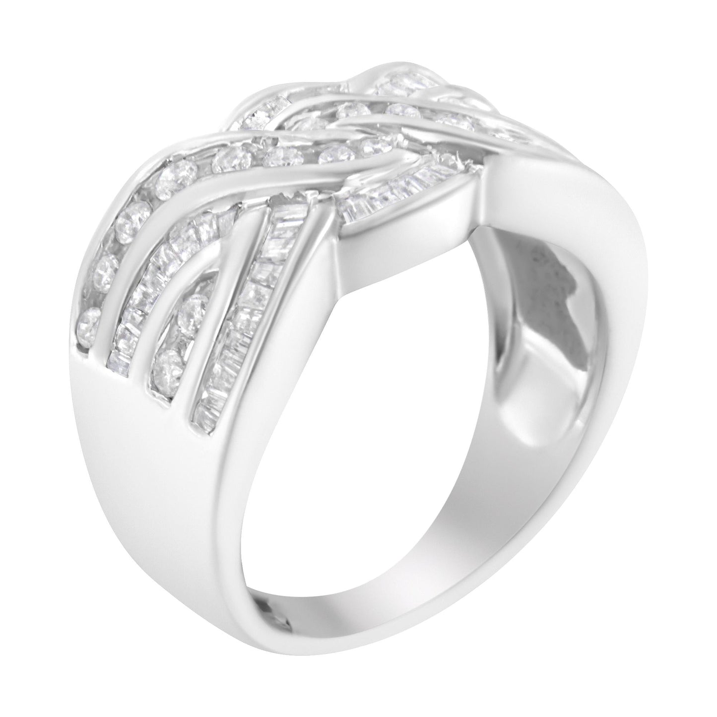 10K White Gold Diamond Bypass Ring (1 Cttw, H-I Color, I1-I2 Clarity)-3