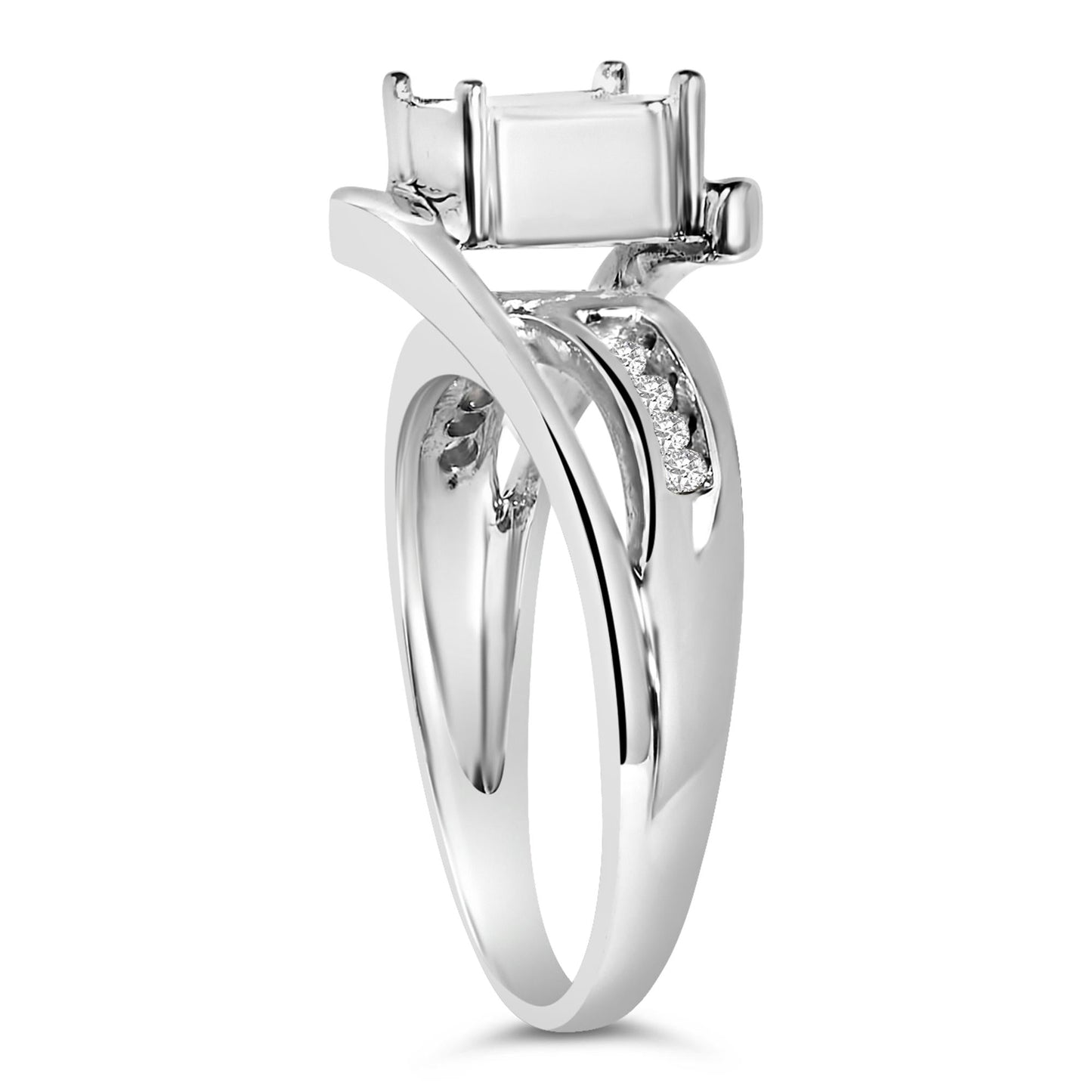 10K White Gold 1/3 Cttw Invisible Set Princess-cut Diamond Cluster Bypass Ring (H-I Color, SI1-SI2 Clarity)-4