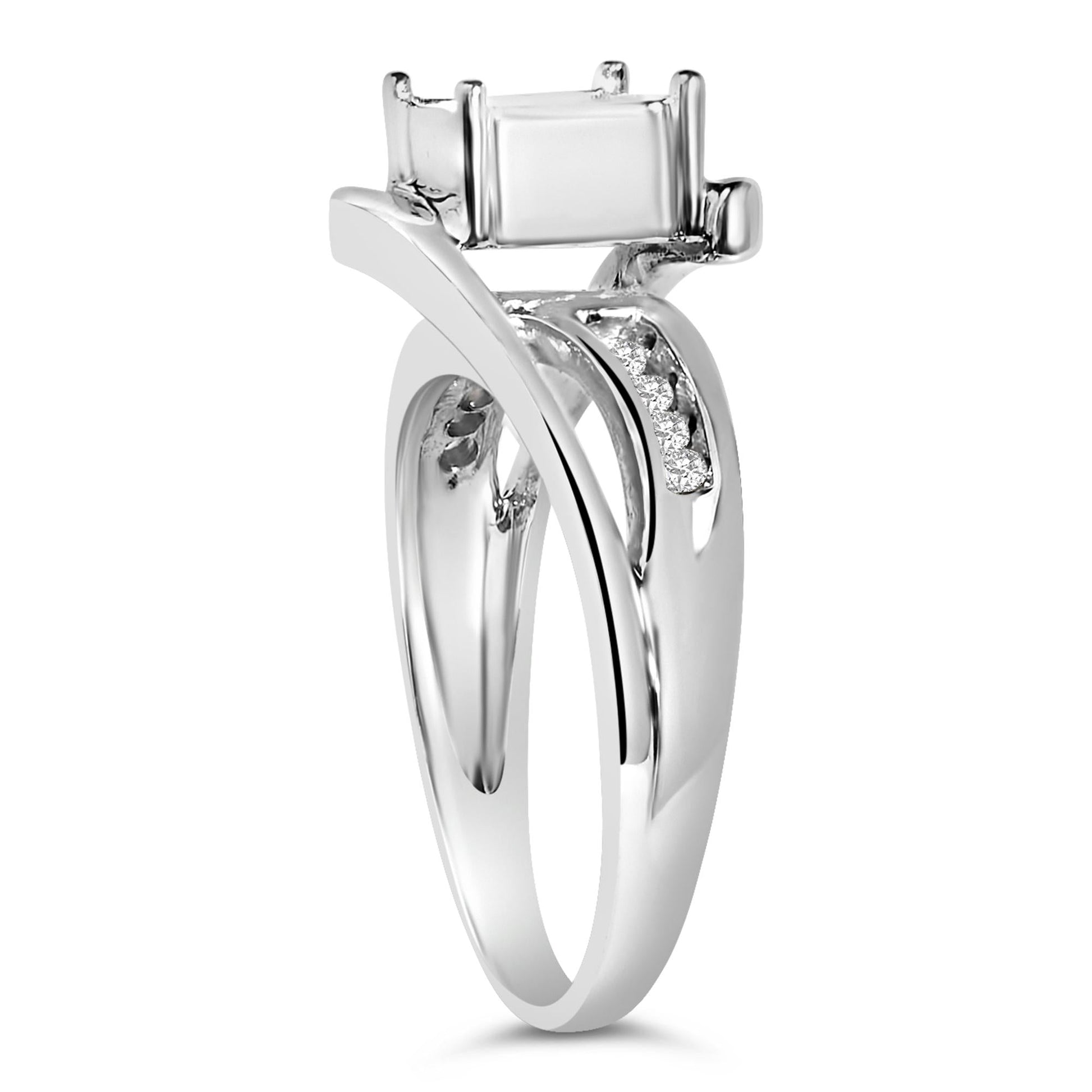 10K White Gold 1/3 Cttw Invisible Set Princess-cut Diamond Cluster Bypass Ring (H-I Color, SI1-SI2 Clarity)-4