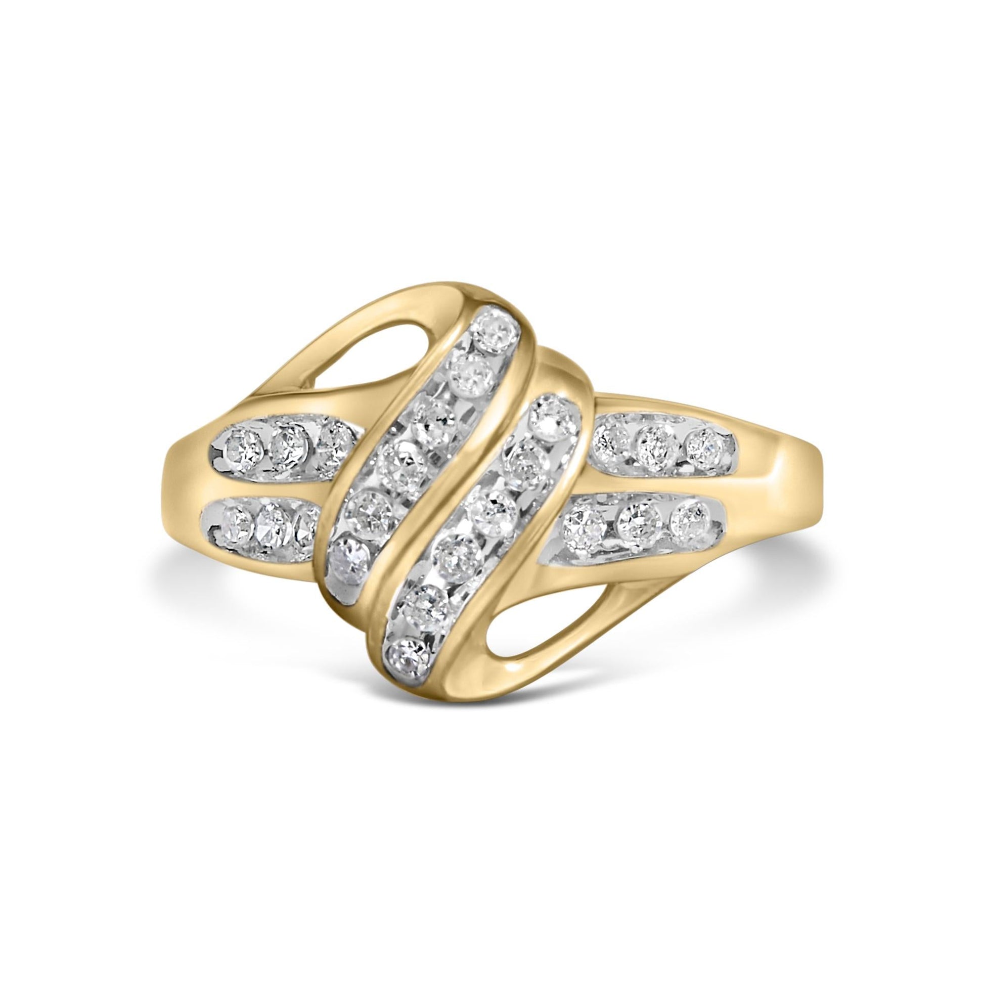 10K Yellow Gold Plated .925 Sterling Silver 1.0 Cttw Diamond Flower Cluster Open Halo Floral Ring (J-K Color, I2-I3 Clarity)-0