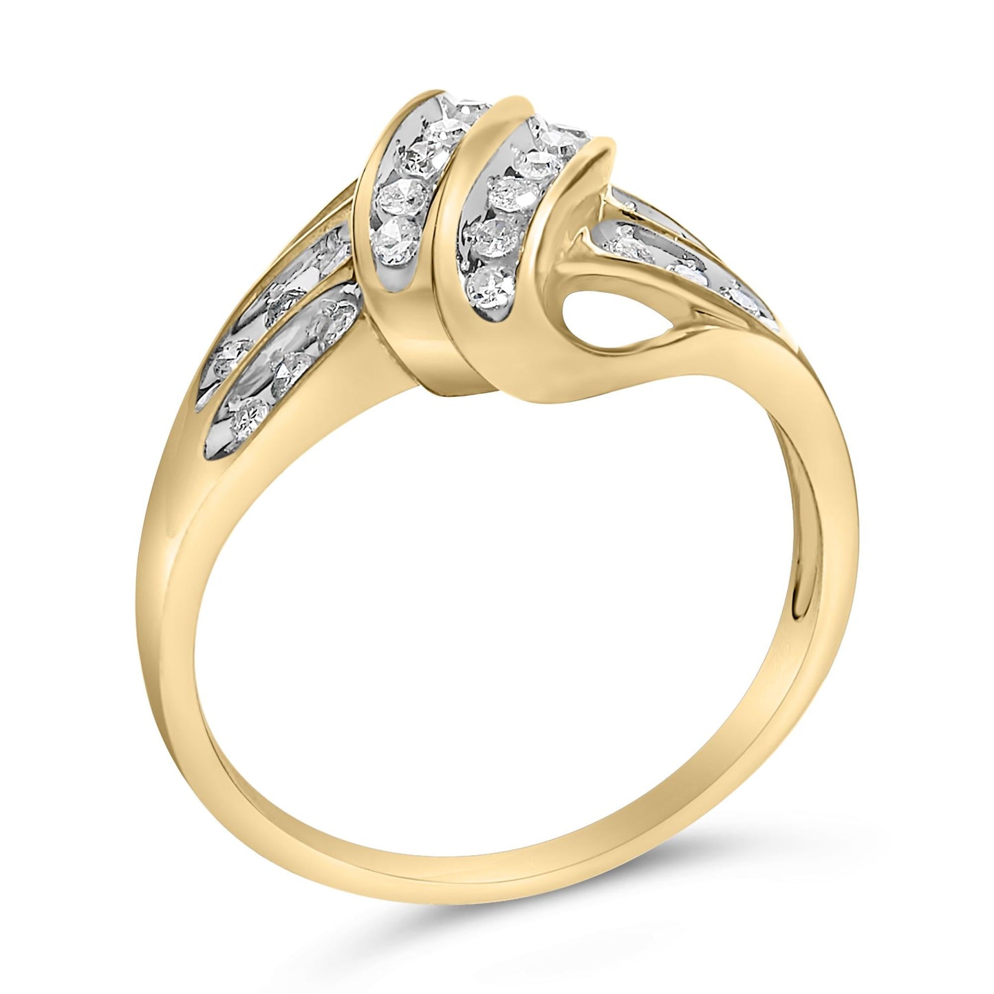 10K Yellow Gold Plated .925 Sterling Silver 1.0 Cttw Diamond Flower Cluster Open Halo Floral Ring (J-K Color, I2-I3 Clarity)-3
