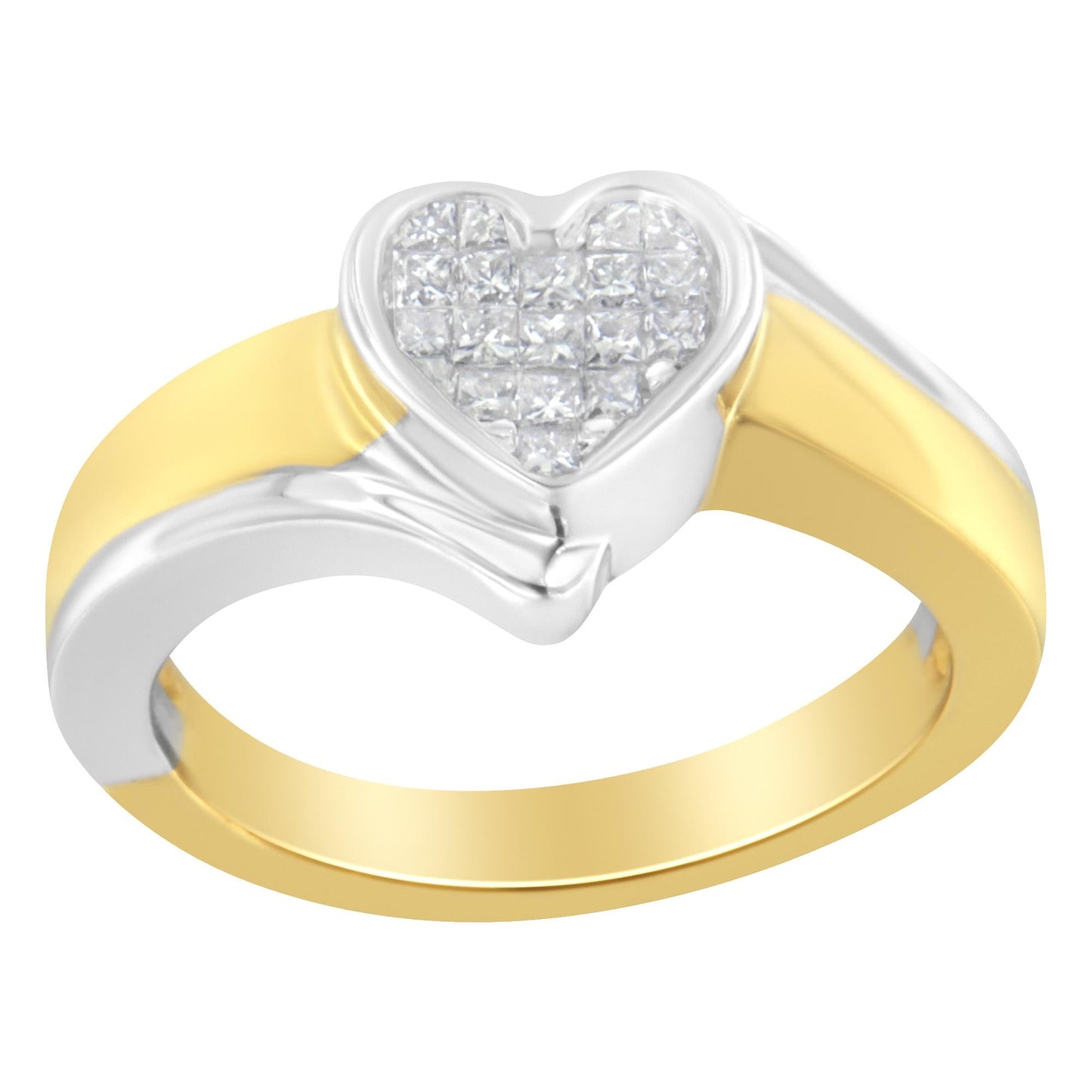 14K Two-Toned Gold Princess-Cut Diamond Heart Promise Ring (1/4 Cttw, H-I Color, I1-I2 Clarity)-3