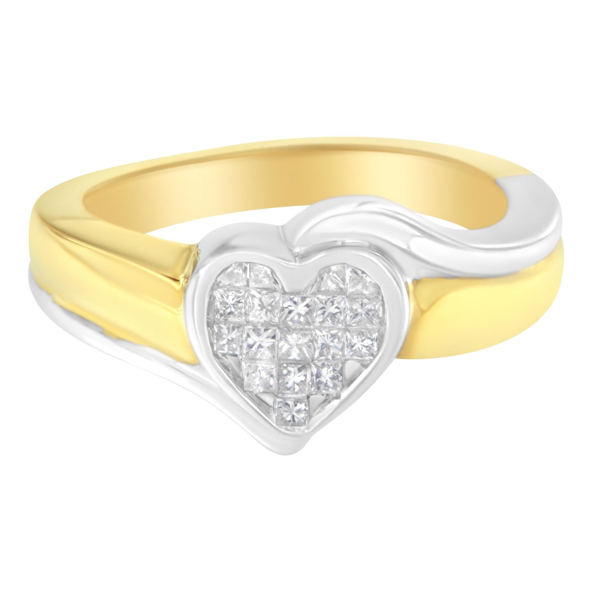 14K Two-Toned Gold Princess-Cut Diamond Heart Promise Ring (1/4 Cttw, H-I Color, I1-I2 Clarity)-4