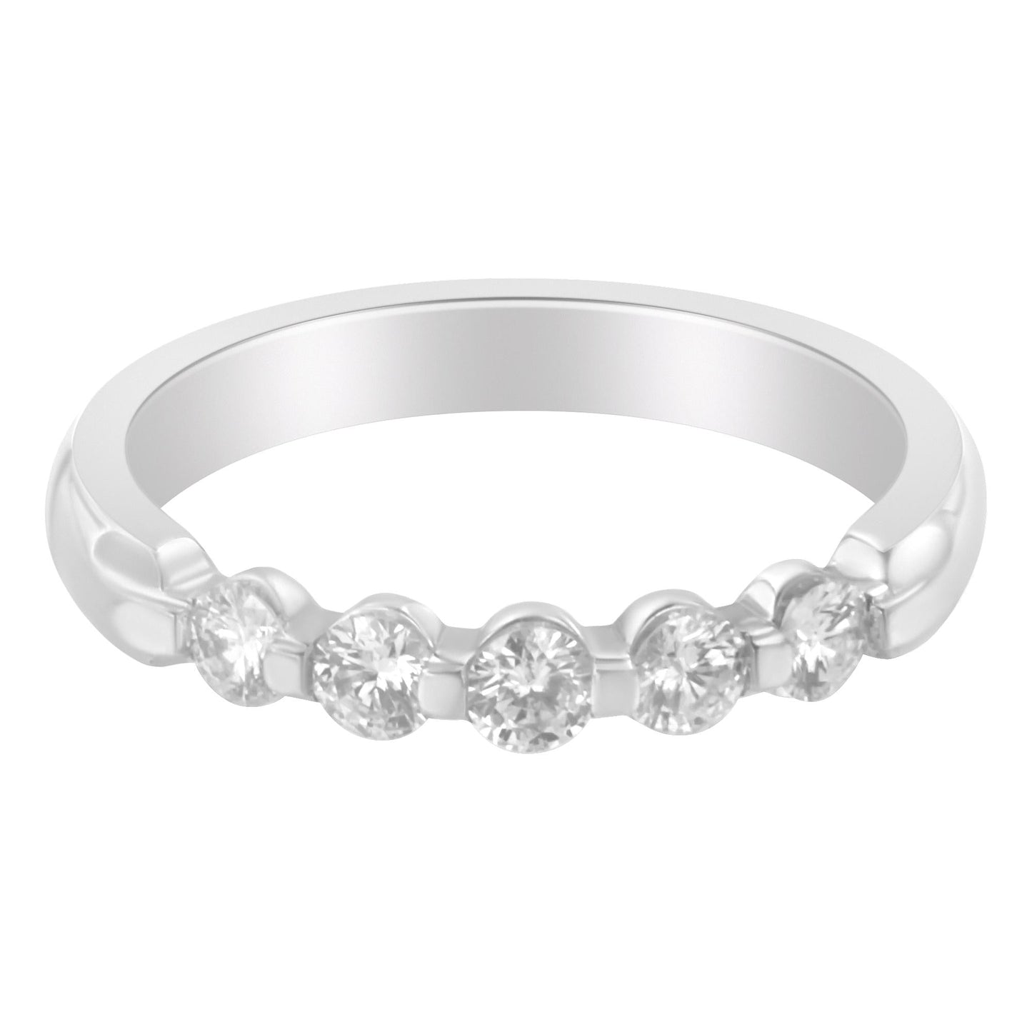 14K White Gold 1/2 cttw Diamond 5-Stone Band Ring (H-I Clarity, SI2-I1 Color)-4