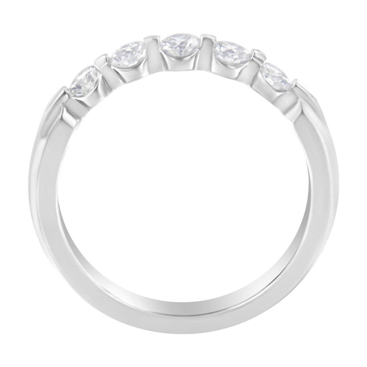 14K White Gold 1/2 cttw Diamond 5-Stone Band Ring (H-I Clarity, SI2-I1 Color)-3