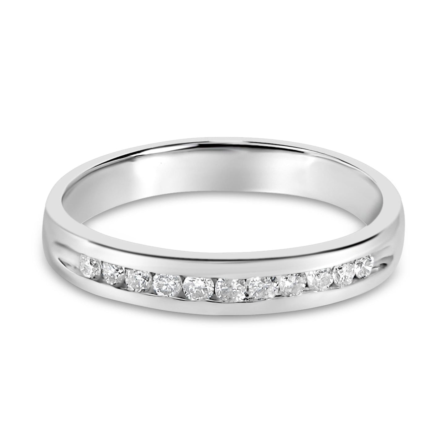 18K White Gold 1/4 Cttw Channel Set Brilliant Round-Cut Diamond Classic 11 Stone Wedding Band Ring (E-F Color, I1-I2 Clarity)-3