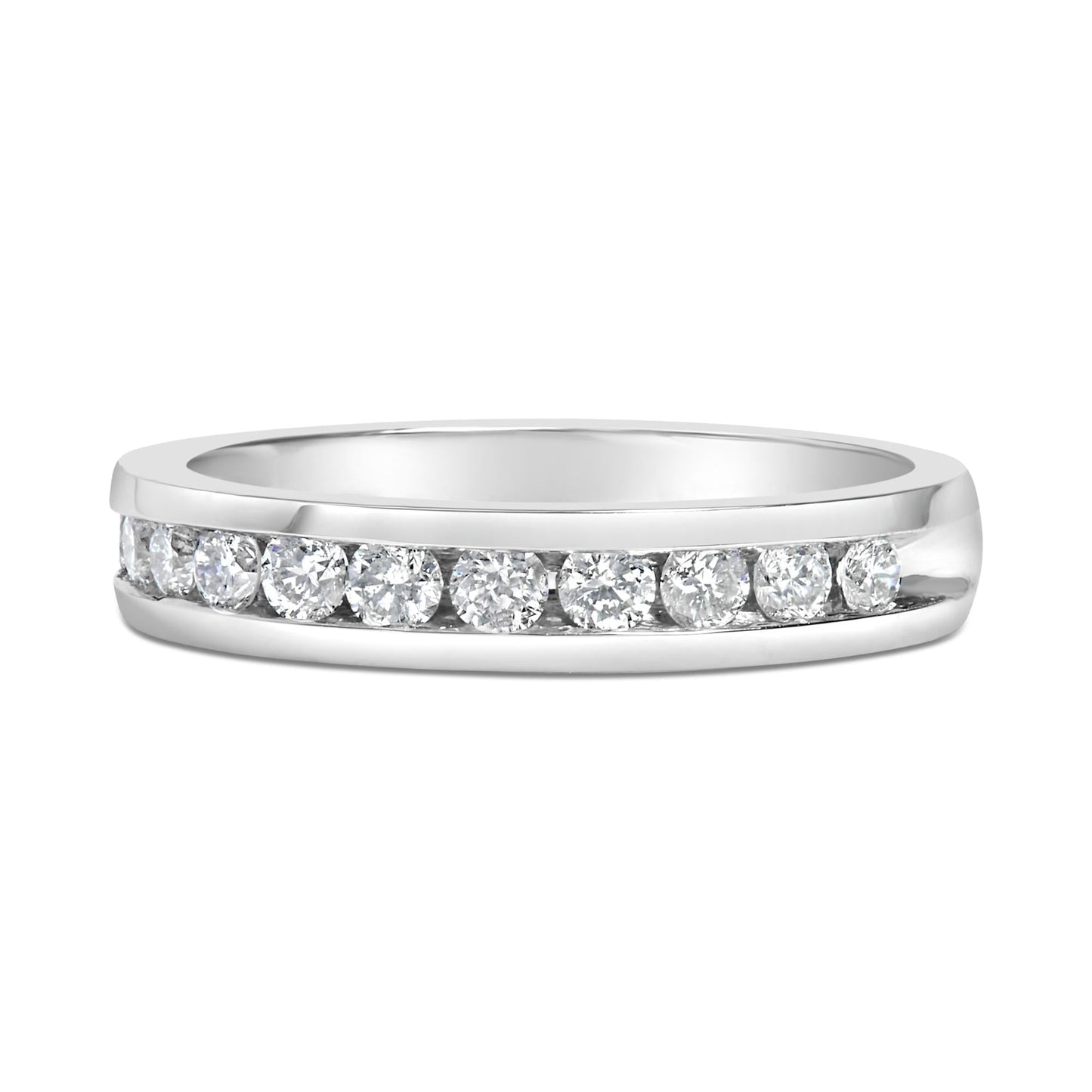 IGI Certified 1/2 Cttw Round Brilliant Cut Diamond 18K White Gold Channel Set Eternity Style Wedding Band Ring (H-I Color, I1-I2 Clarity)-0