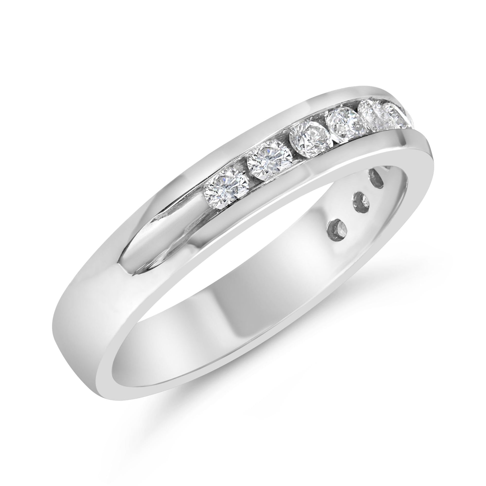 IGI Certified 1/2 Cttw Round Brilliant Cut Diamond 18K White Gold Channel Set Eternity Style Wedding Band Ring (H-I Color, I1-I2 Clarity)-3