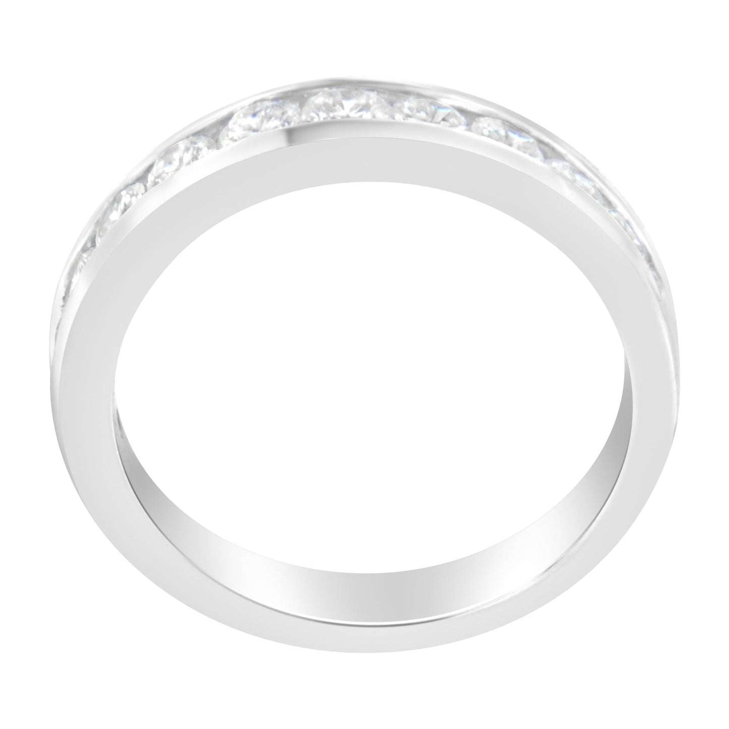 IGI Certified 1.0 Cttw Diamond 18K White Gold Channel-Set Half-Eternity Band Wedding Ring (E-F Color, I1-I2 Clarity)-3