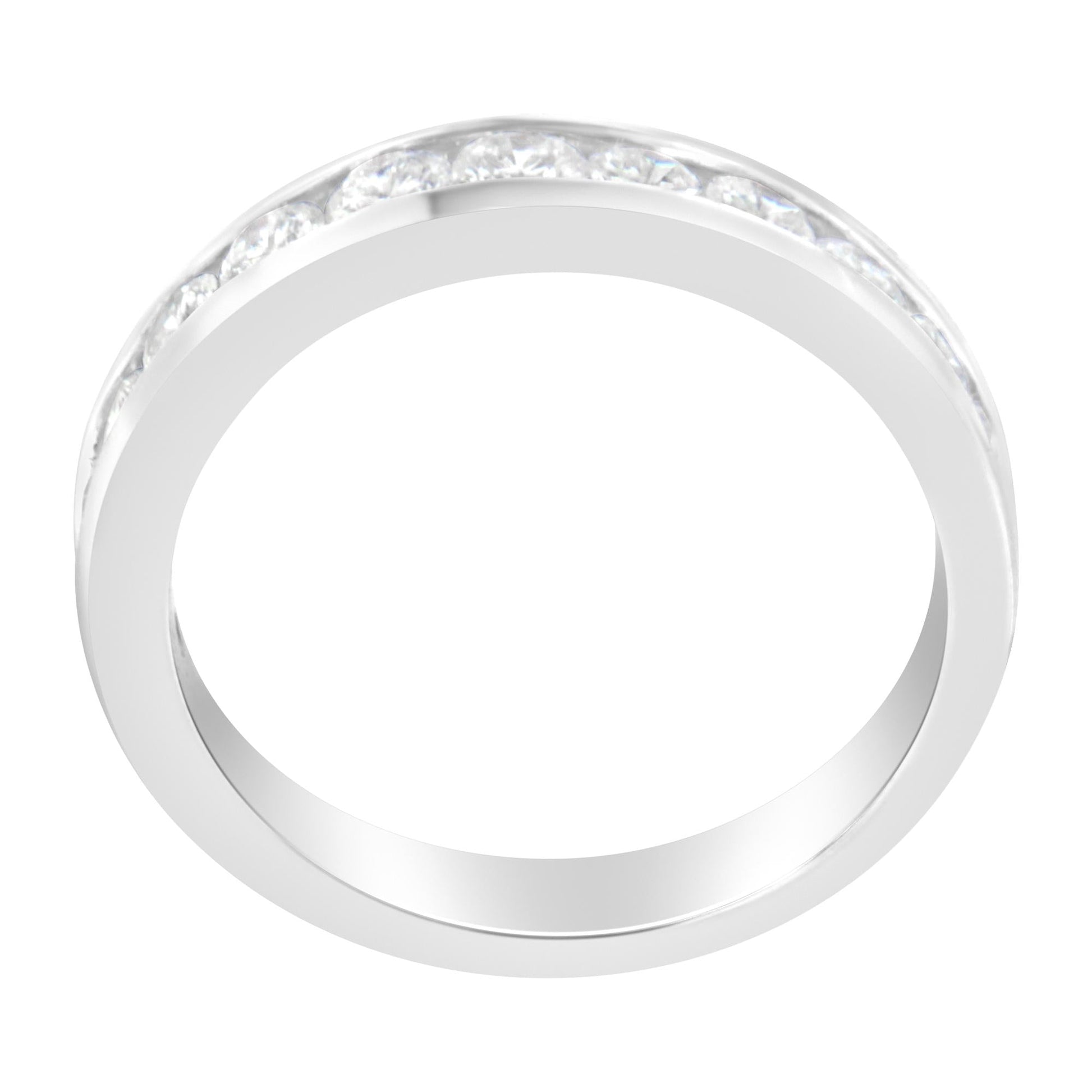 IGI Certified 1.0 Cttw Diamond 18K White Gold Channel-Set Half-Eternity Band Wedding Ring (E-F Color, I1-I2 Clarity)-3