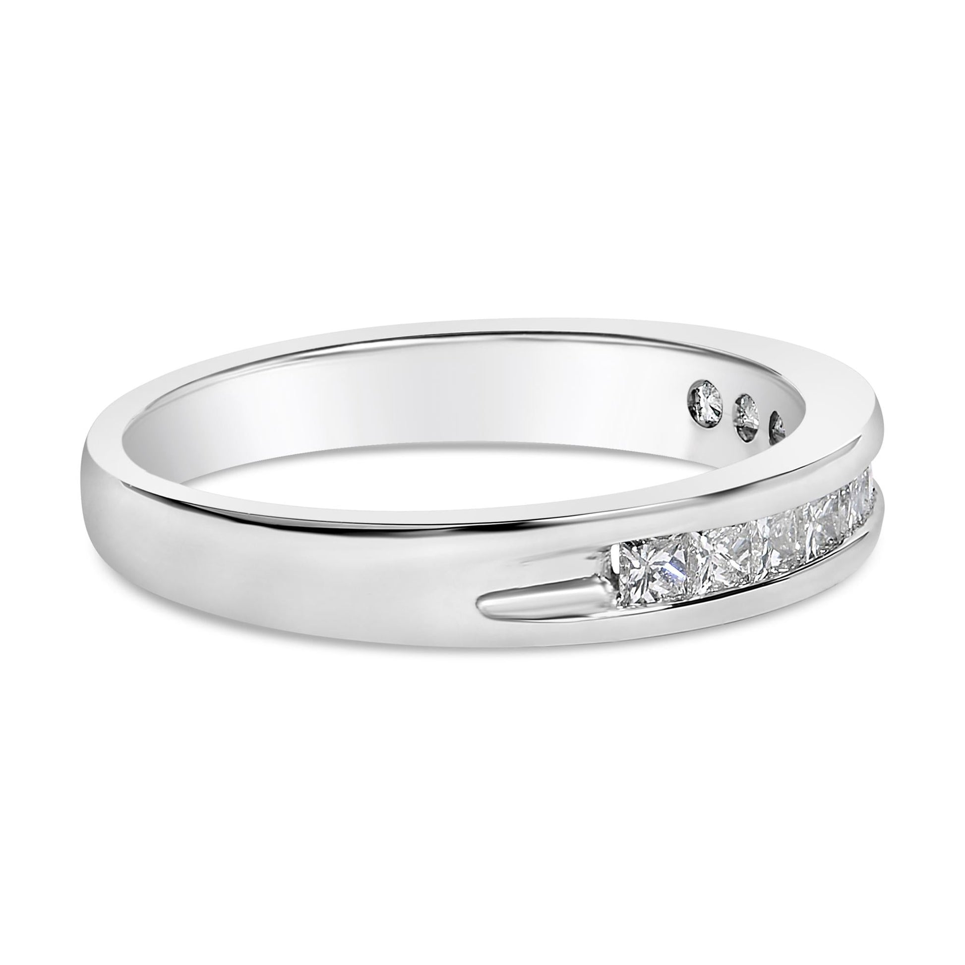 .925 Sterling Silver 1/2 Cttw Princess-Cut Diamond Channel-Set Half-Eternity Wedding or Anniversary Band Ring (H-I Color, I2 Clarity)-1