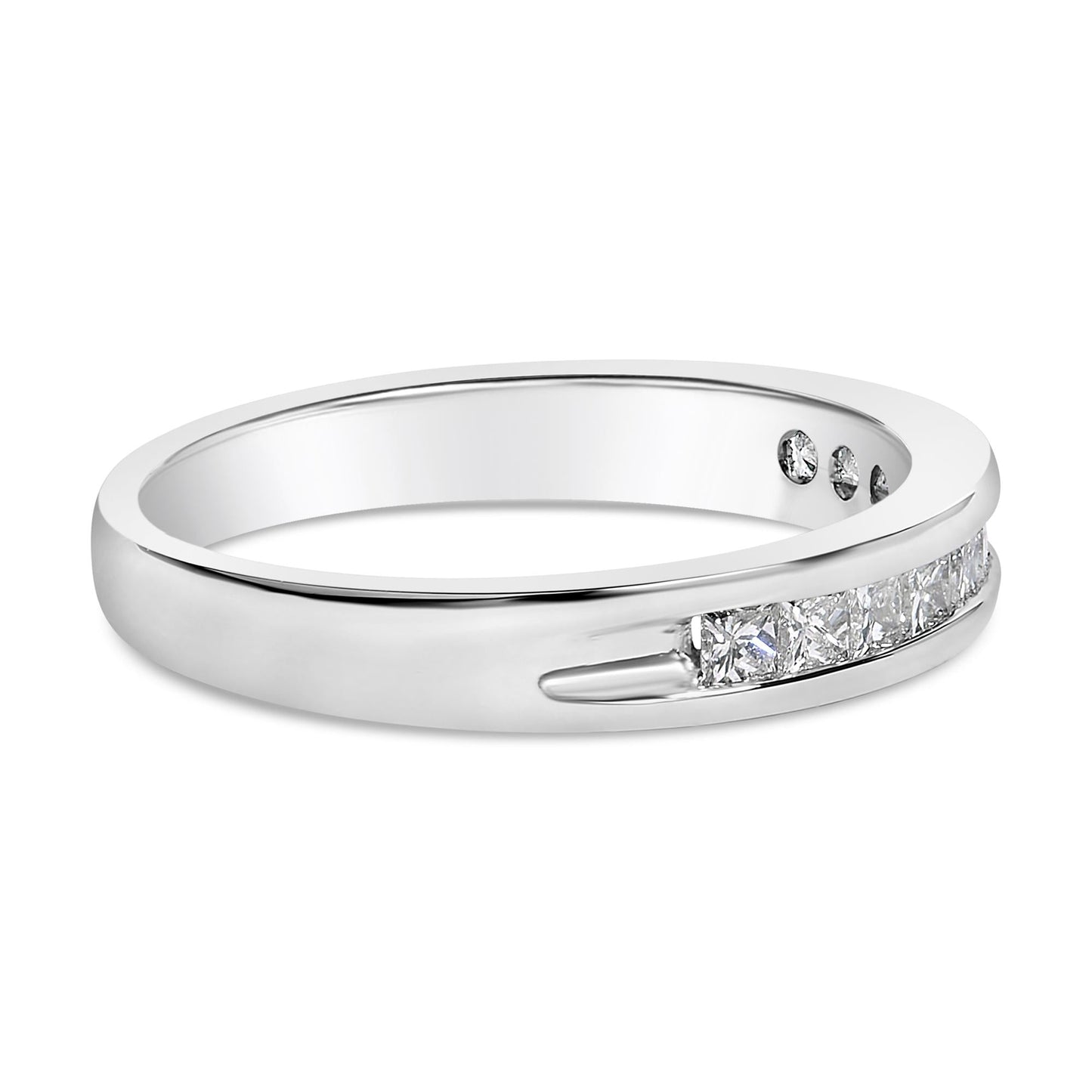 .925 Sterling Silver 1/2 Cttw Princess-Cut Diamond Channel-Set Half-Eternity Wedding or Anniversary Band Ring (H-I Color, I2 Clarity)-1