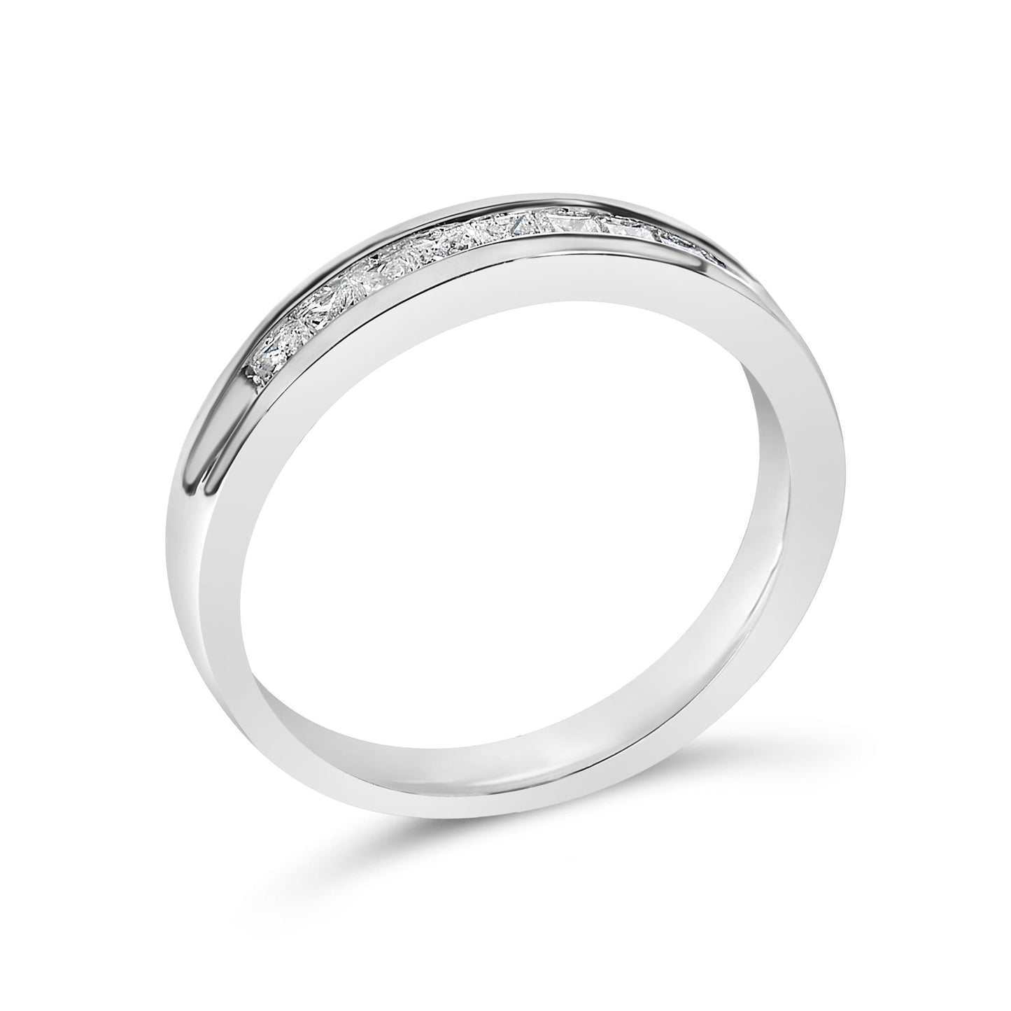 .925 Sterling Silver 1/2 Cttw Princess-Cut Diamond Channel-Set Half-Eternity Wedding or Anniversary Band Ring (H-I Color, I2 Clarity)-3