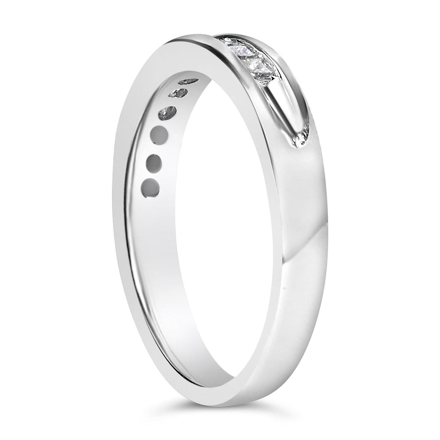 IGI Certified 1/2 Cttw Princess Cut Diamond 18K White Gold Channel Set Half Eternity Style Wedding Band Ring (H-I Color, SI2-I1 Clarity)-4