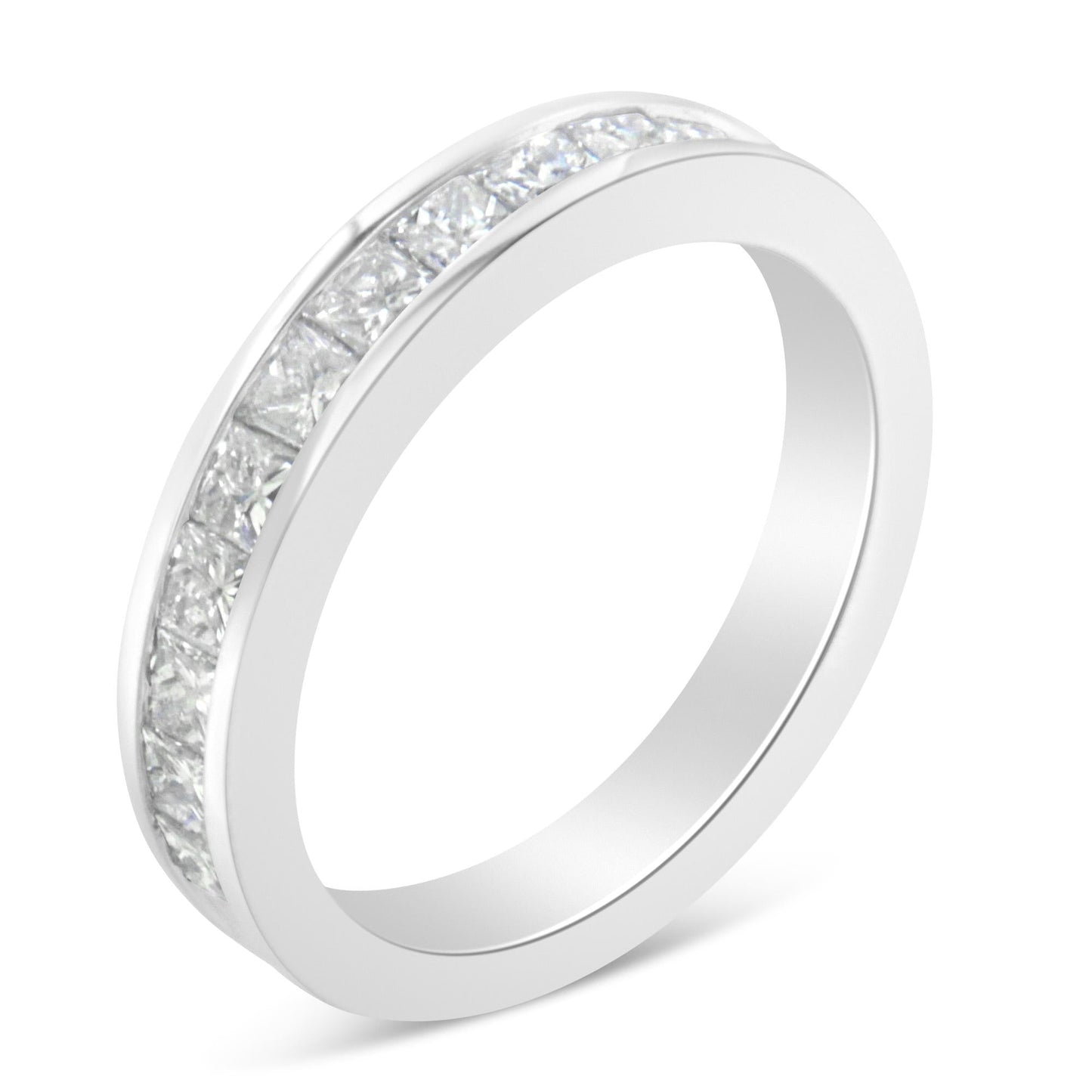 Women's 18K White Gold Princess Cut Diamond Band Ring (1 Cttw, G-H Color, SI1-SI2 Clarity)-3