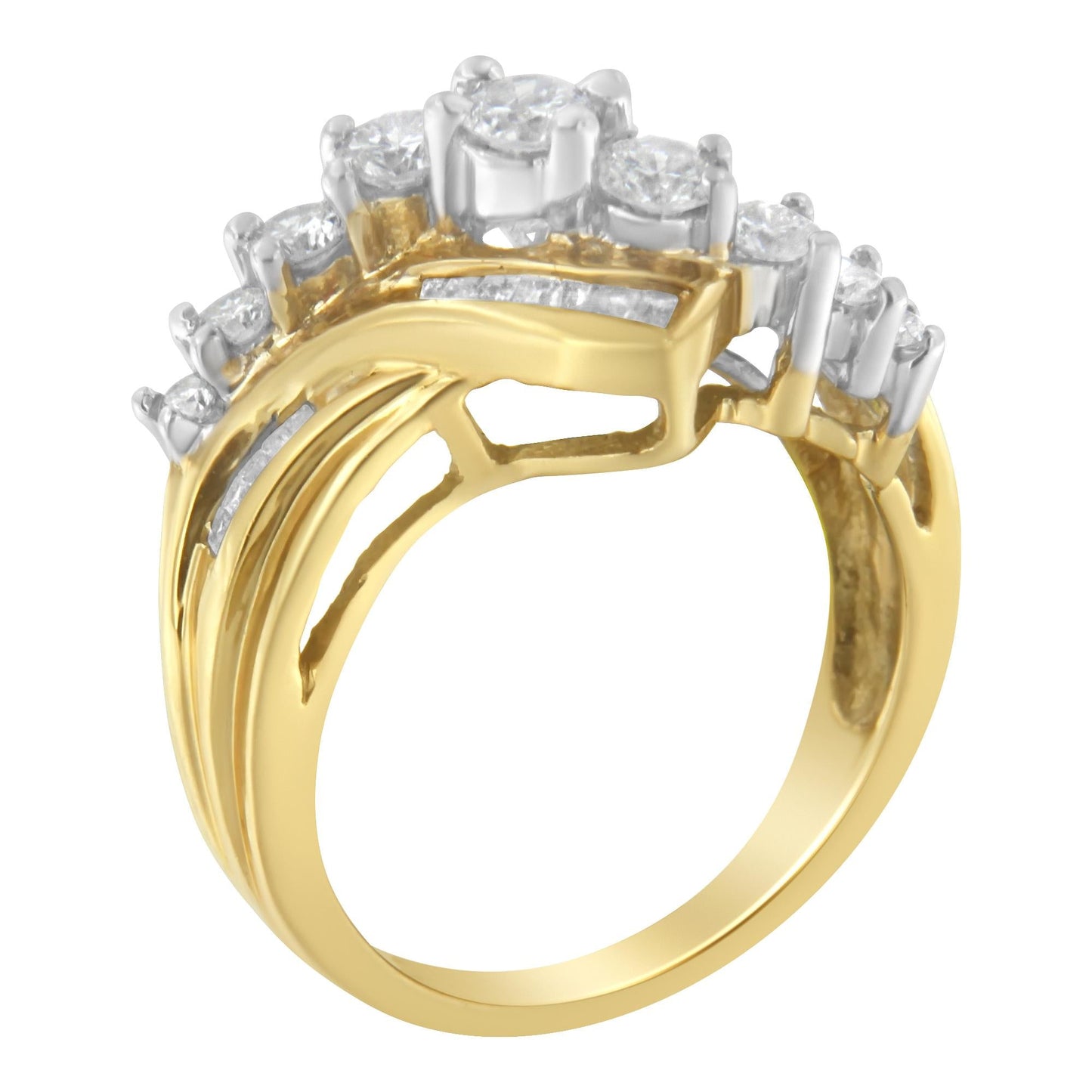 10K Two-Toned Diamond Bypass Ring (1 Cttw, H-I Color, SI2-I1 Clarity)-4