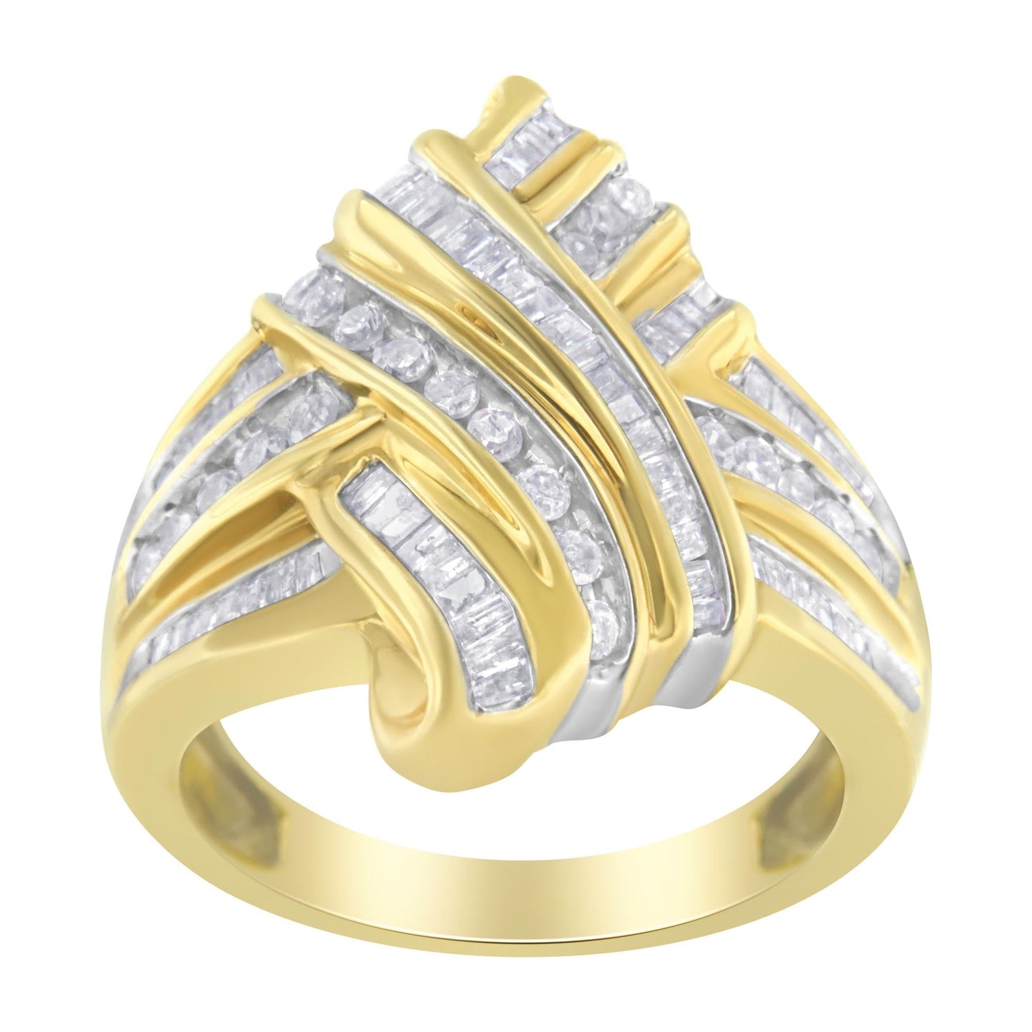 10K Yellow Gold Diamond Bypass Ring (1.0 cttw, H-I Color, I2-I3 Clarity)-3