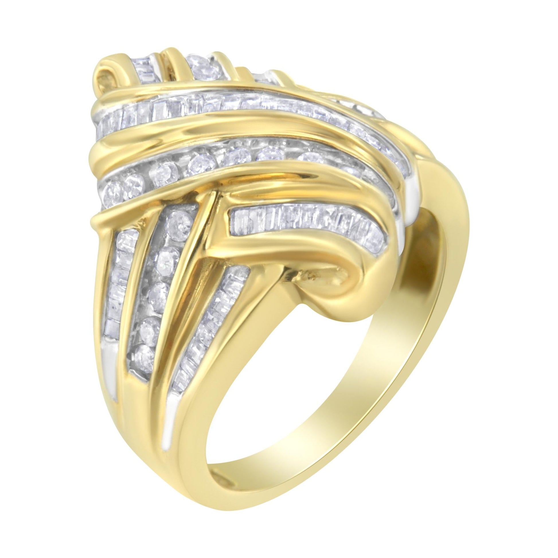 10K Yellow Gold Diamond Bypass Ring (1.0 cttw, H-I Color, I2-I3 Clarity)-4