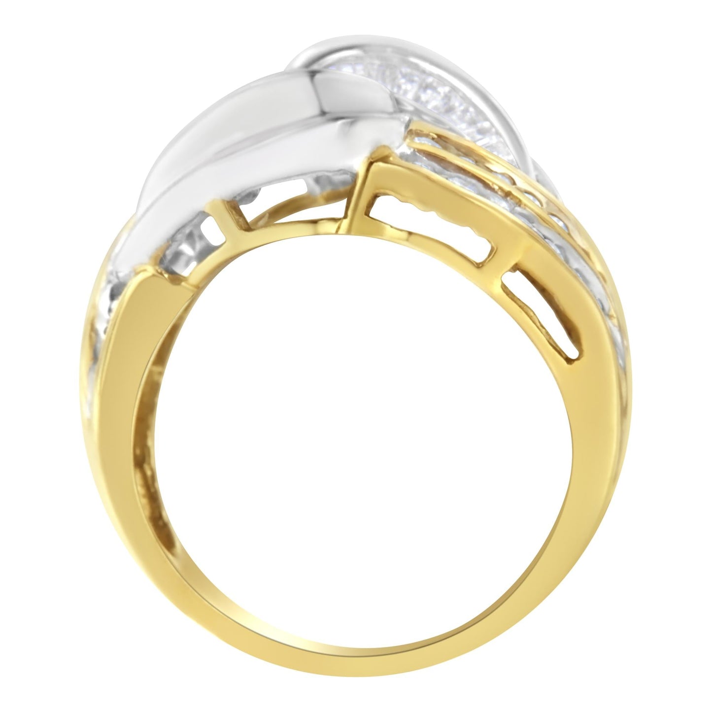 10KT Two-Toned Gold Diamond Bypass Ring (1 cttw, H-I Color, SI1-SI2 Clarity)-1