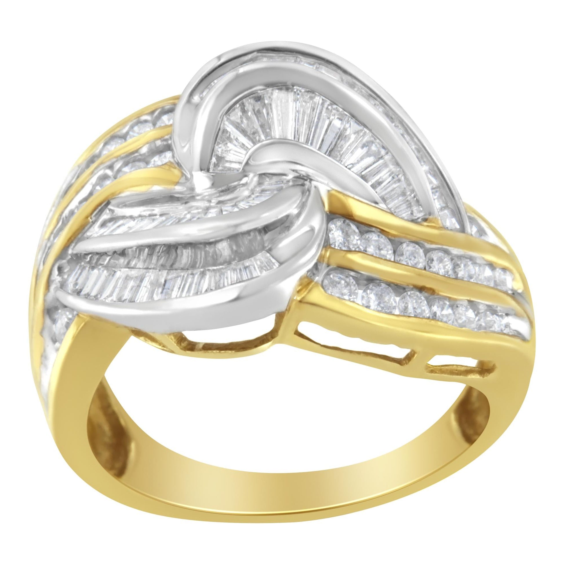10KT Two-Toned Gold Diamond Bypass Ring (1 cttw, H-I Color, SI1-SI2 Clarity)-3