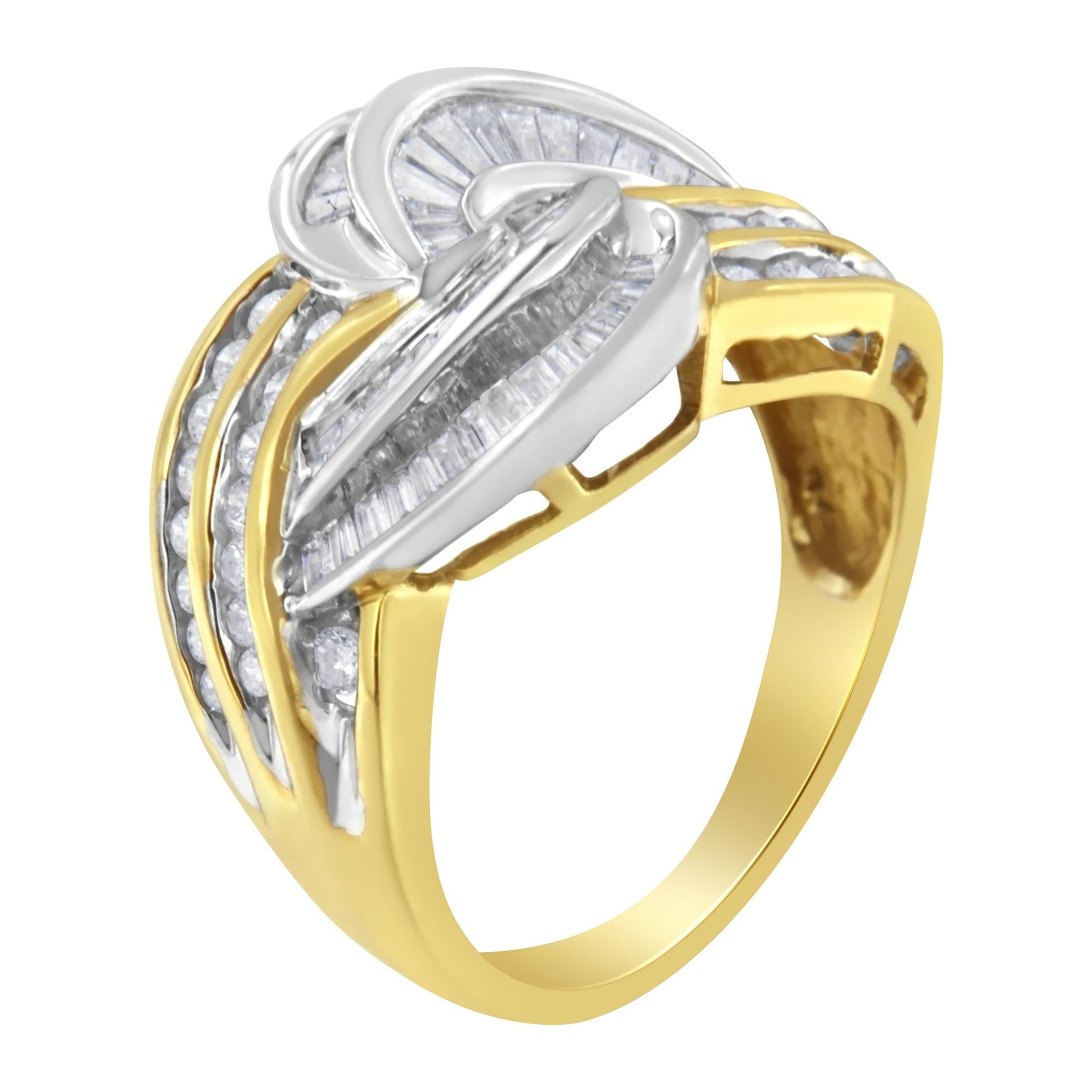 10KT Two-Toned Gold Diamond Bypass Ring (1 cttw, H-I Color, SI1-SI2 Clarity)-4