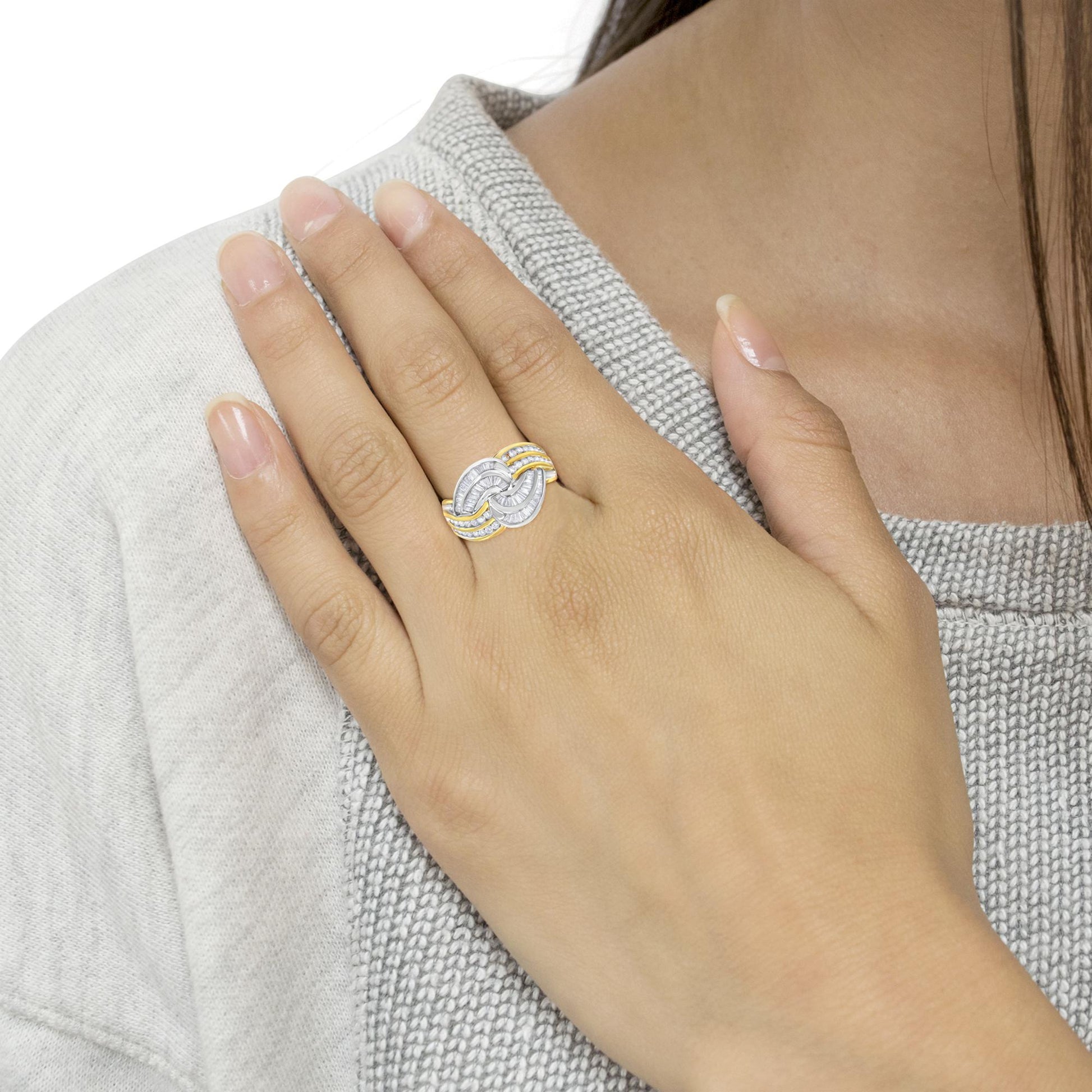 10KT Two-Toned Gold Diamond Bypass Ring (1 cttw, H-I Color, SI1-SI2 Clarity)-2