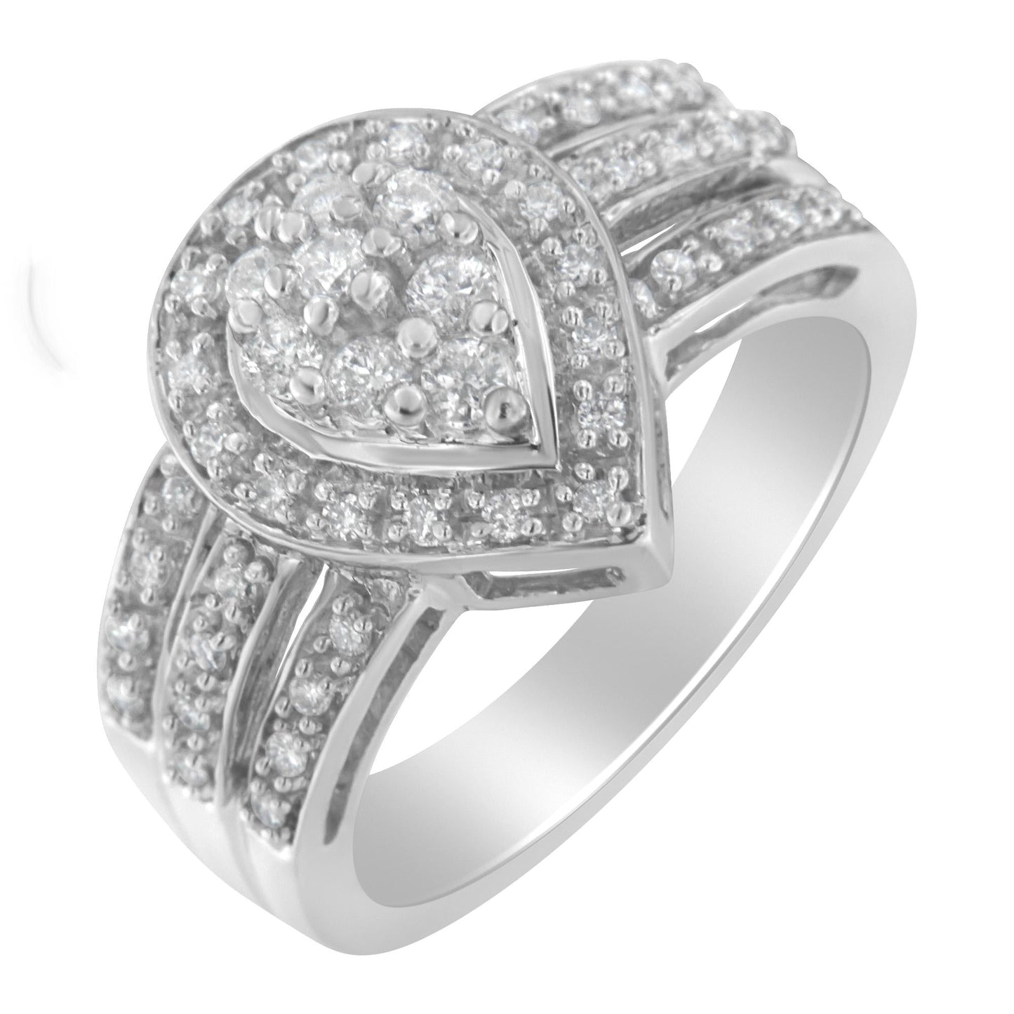 10K White Gold Diamond Cocktail Teardrop Ring (1/2 Cttw, H-I Color, SI2-I1 Clarity)-4