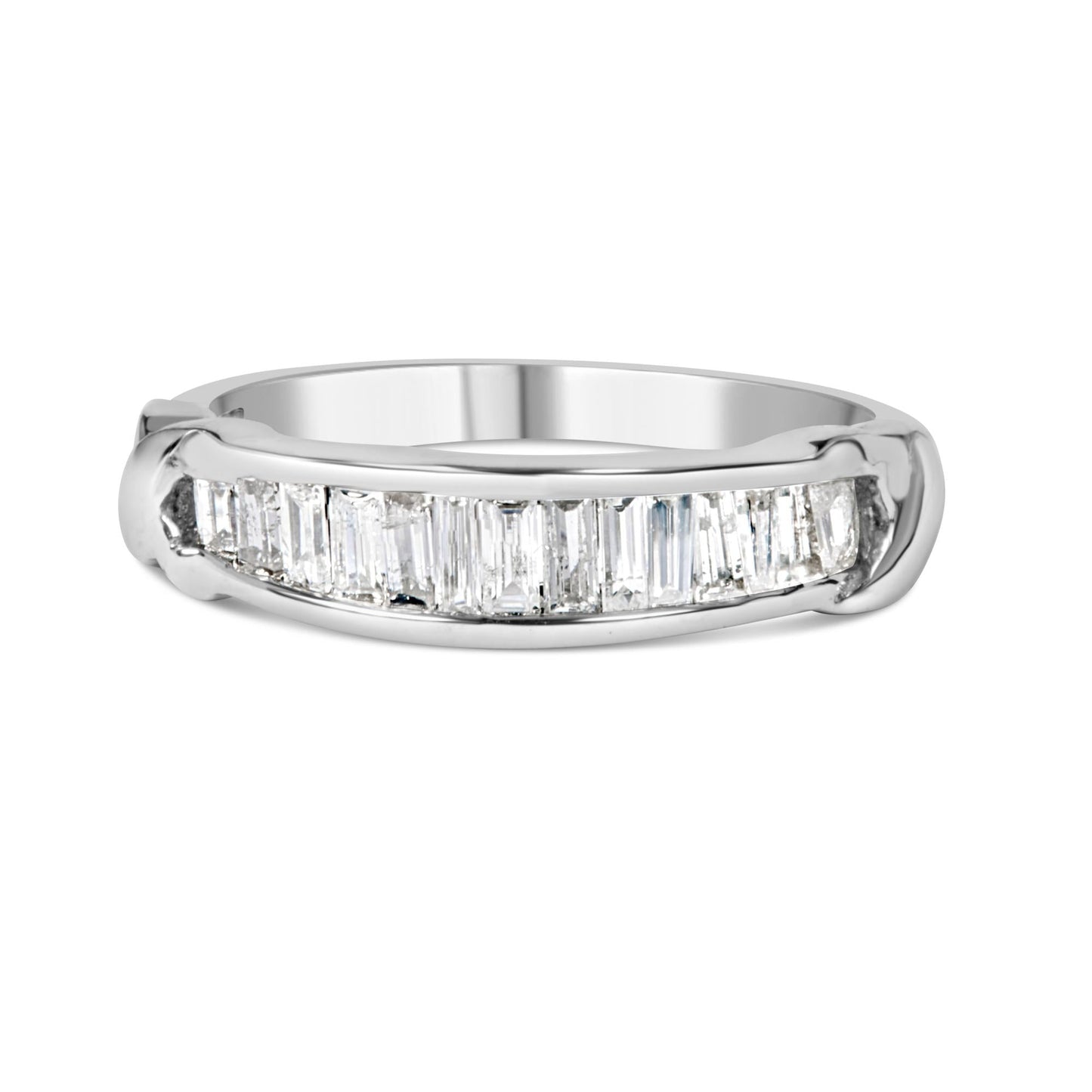 .925 Sterling Silver 1/2 Cttw Baguette Cut Diamond Channel Set X-Station Wedding Ring (H-I Color, I1-I2 Clarity)-1