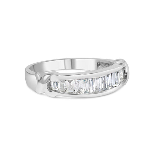 .925 Sterling Silver 1/2 Cttw Baguette Cut Diamond Channel Set X-Station Wedding Ring (H-I Color, I1-I2 Clarity)-0
