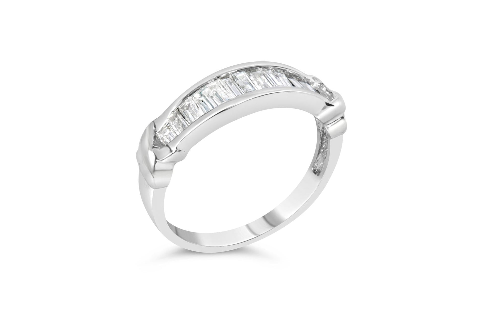 .925 Sterling Silver 1/2 Cttw Baguette Cut Diamond Channel Set X-Station Wedding Ring (H-I Color, I1-I2 Clarity)-3