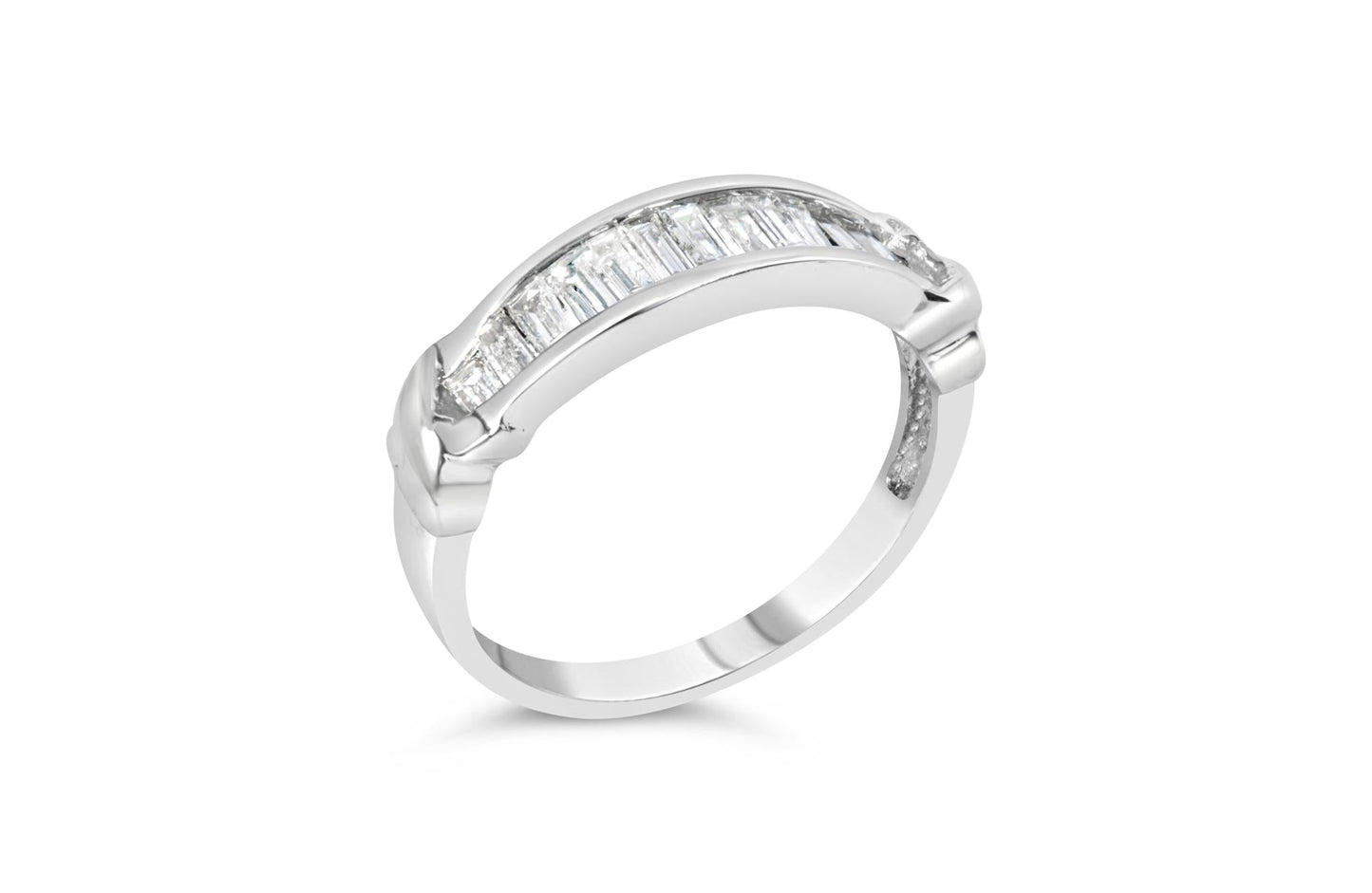 .925 Sterling Silver 1/2 Cttw Baguette Cut Diamond Channel Set X-Station Wedding Ring (H-I Color, I1-I2 Clarity)-3