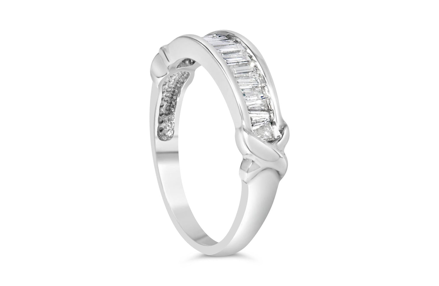 .925 Sterling Silver 1/2 Cttw Baguette Cut Diamond Channel Set X-Station Wedding Ring (H-I Color, I1-I2 Clarity)-4