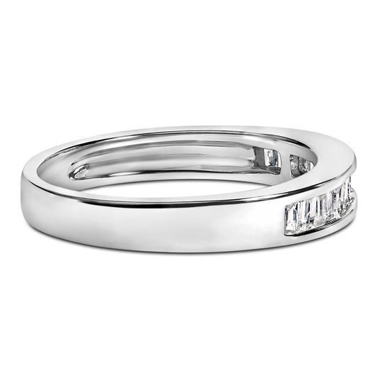 .925 Sterling Silver 1/3 Cttw Baguette Cut Diamond Channel Set Stackable Wedding Ring-0