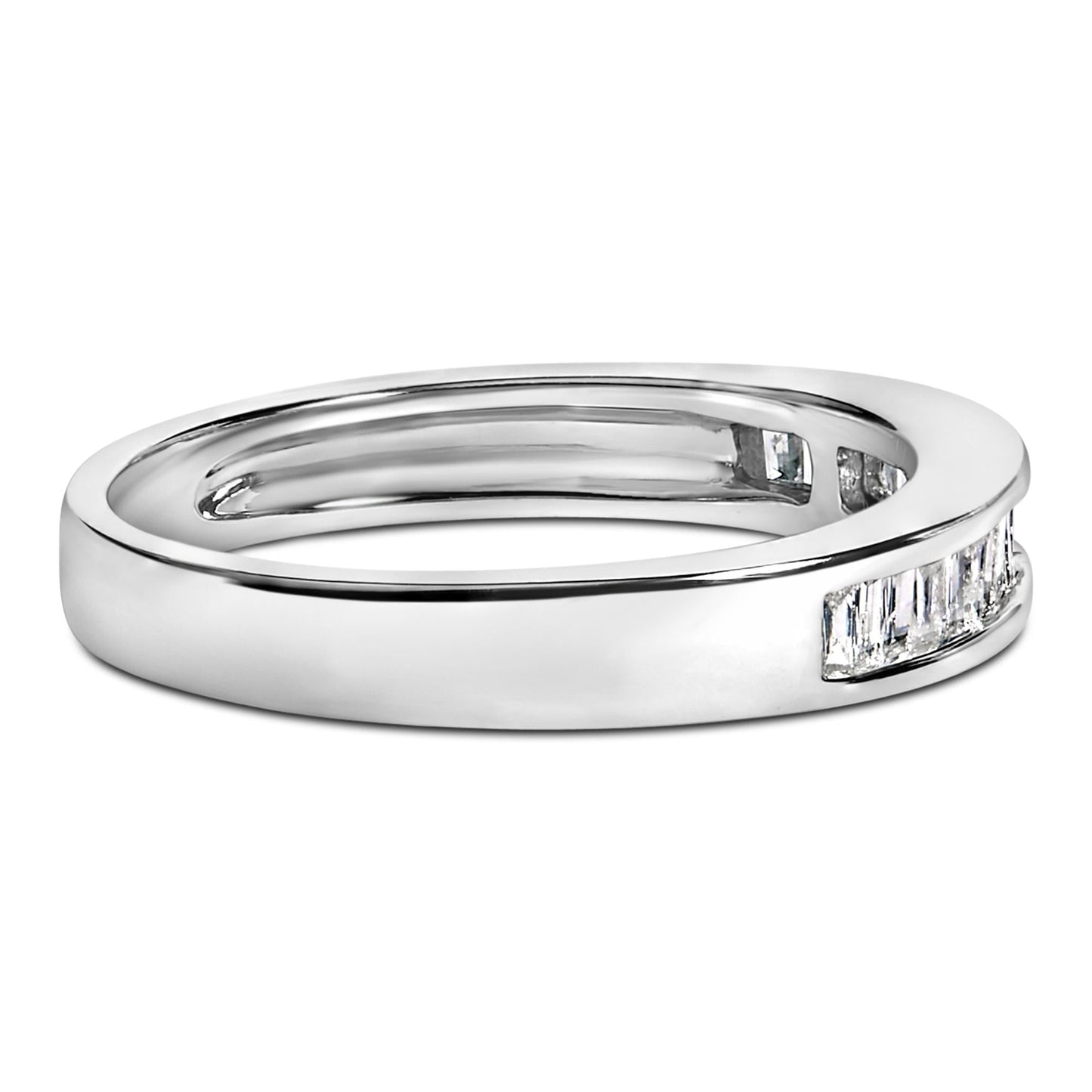 .925 Sterling Silver 1/3 Cttw Baguette Cut Diamond Channel Set Stackable Wedding Ring-0