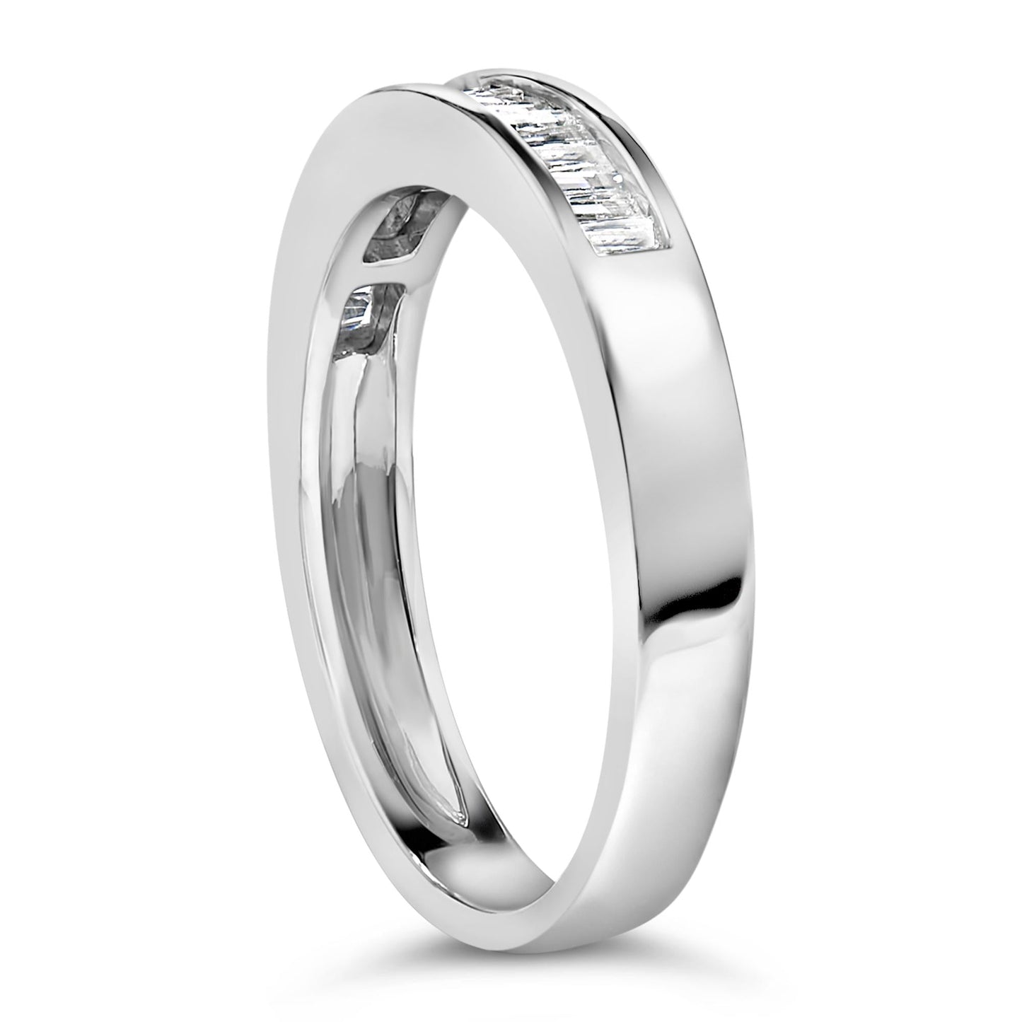 .925 Sterling Silver 1/3 Cttw Baguette Cut Diamond Channel Set Stackable Wedding Ring-4