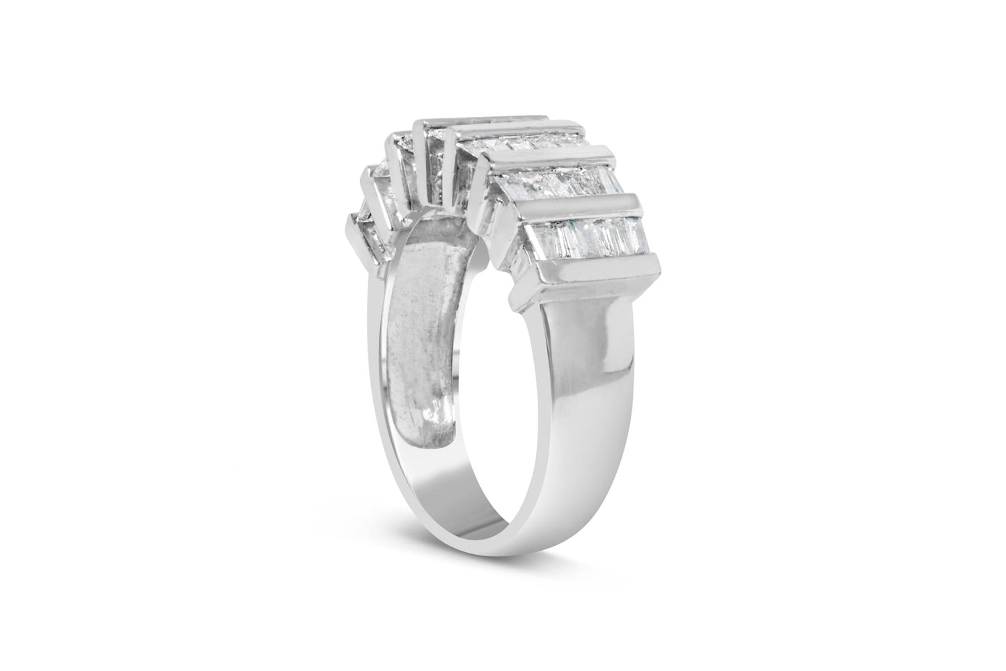 .925 Sterling Silver 1.0 Cttw Baguette Cut Diamond Vertical Channel Fluted Multi-Row Unisex Fashion Wedding Ring (H-I Color, I1-I2 Clarity)-4