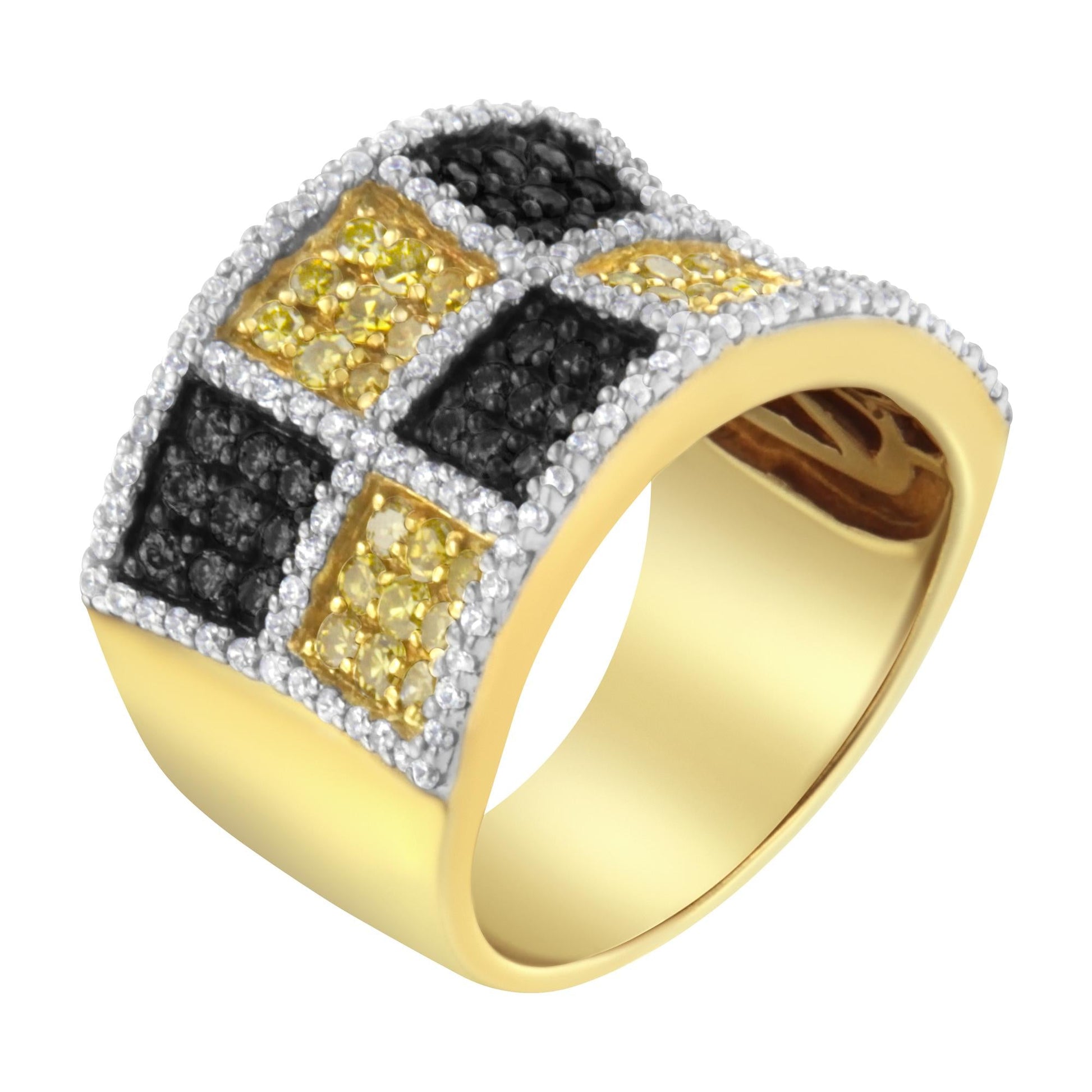 14KT Yellow Gold Champagne, Yellow and Round Diamond Band Ring (1 1/2 cttw, H-I Color, I1-I2 Clarity)-3