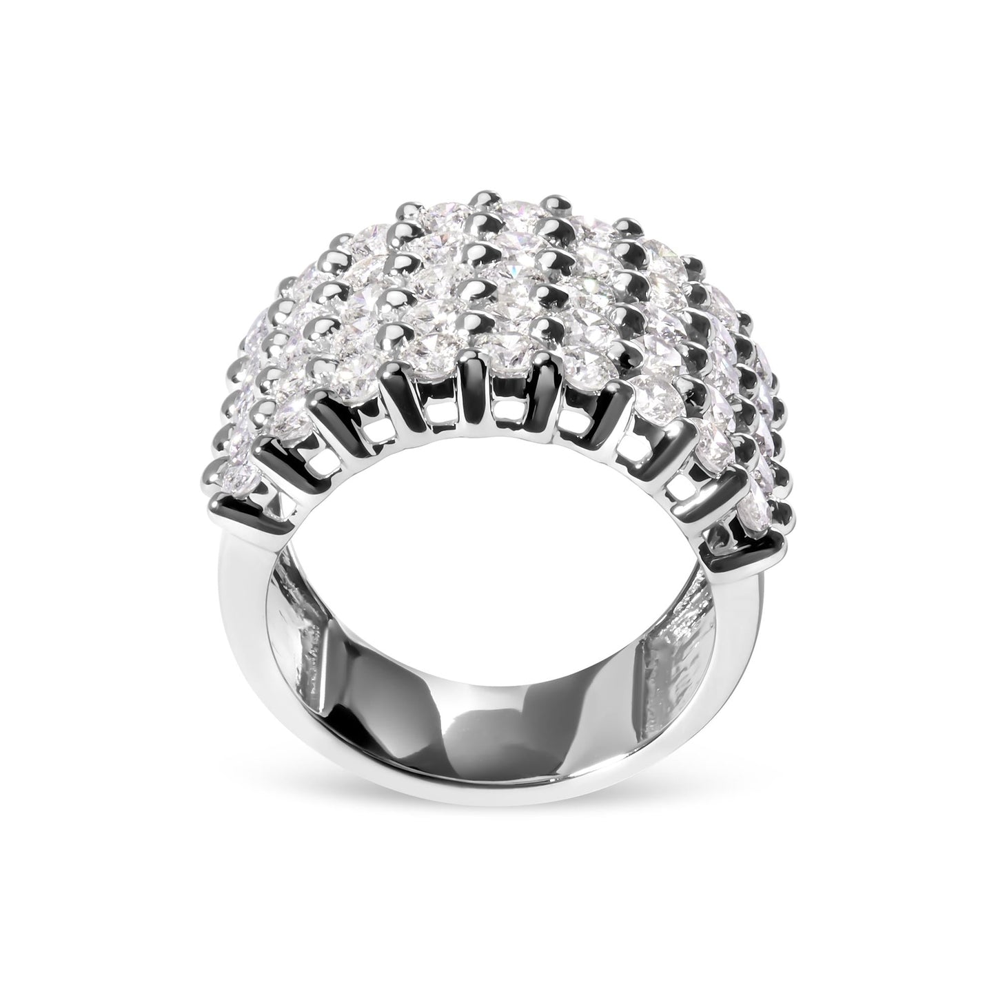 14k White Gold 4.0 Cttw Diamond 5 Row Ring Band (I-J Color, I1-I2 Clarity)-3