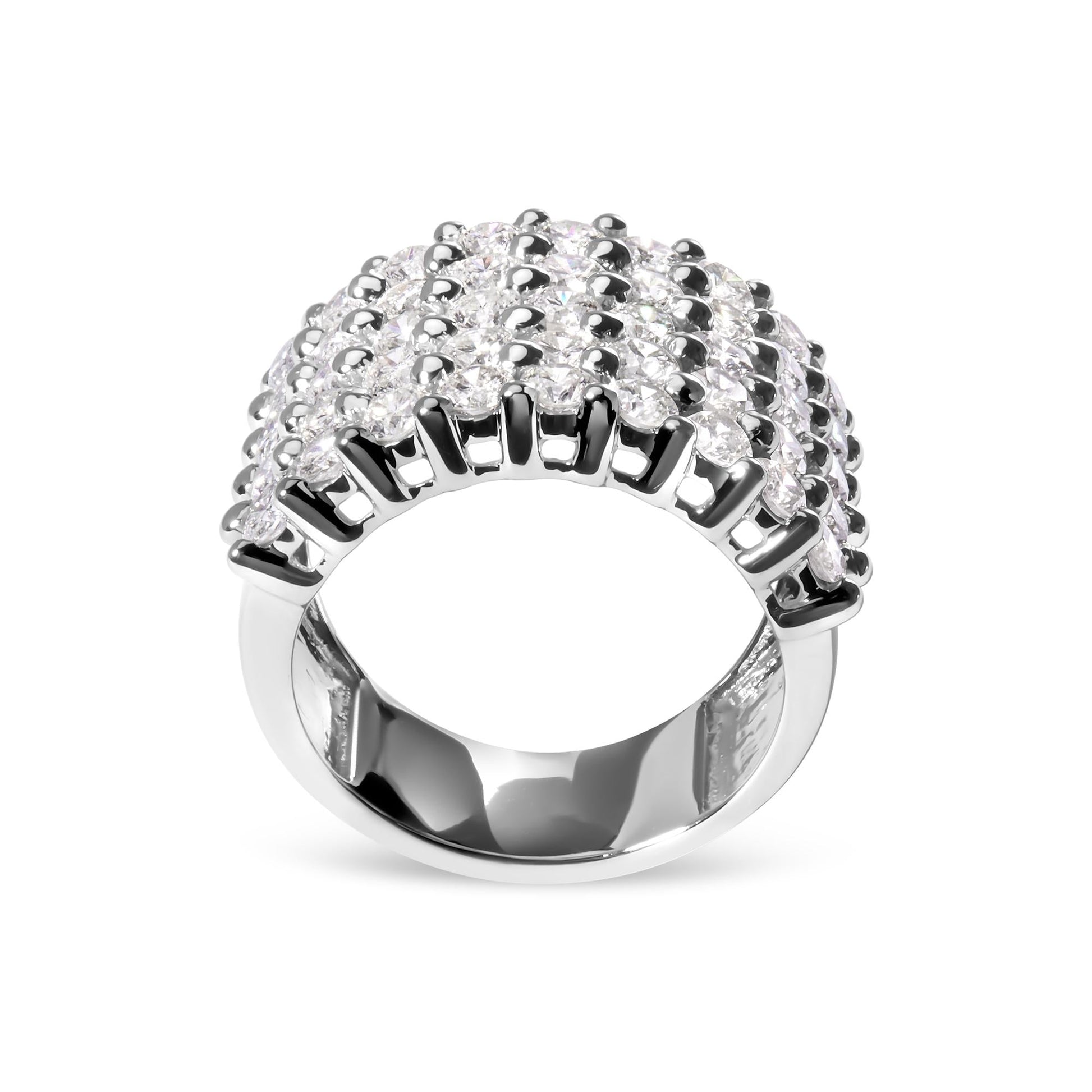 14k White Gold 4.0 Cttw Diamond 5 Row Ring Band (I-J Color, I1-I2 Clarity)-3
