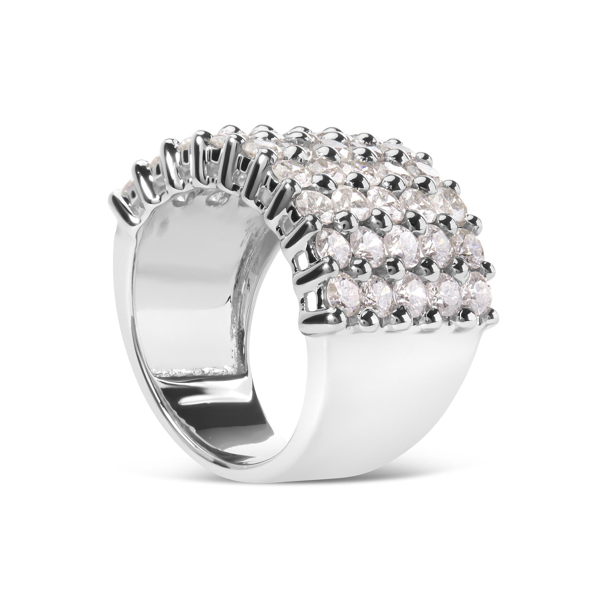 14k White Gold 4.0 Cttw Diamond 5 Row Ring Band (I-J Color, I1-I2 Clarity)-1