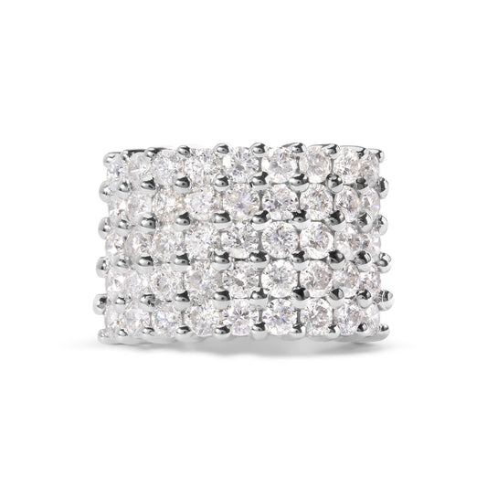 14k White Gold 4.0 Cttw Diamond 5 Row Ring Band (I-J Color, I1-I2 Clarity)-0