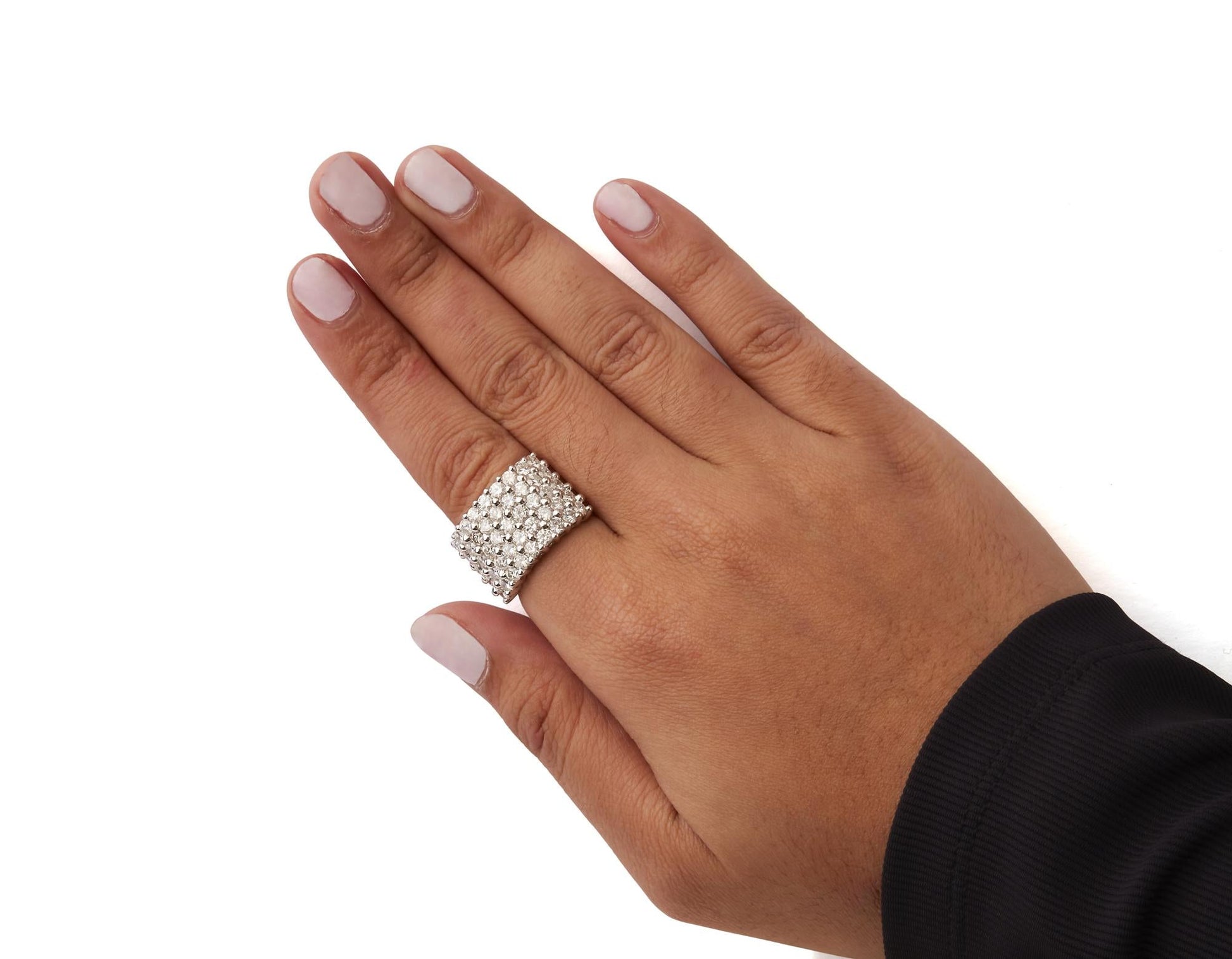 14k White Gold 4.0 Cttw Diamond 5 Row Ring Band (I-J Color, I1-I2 Clarity)-2
