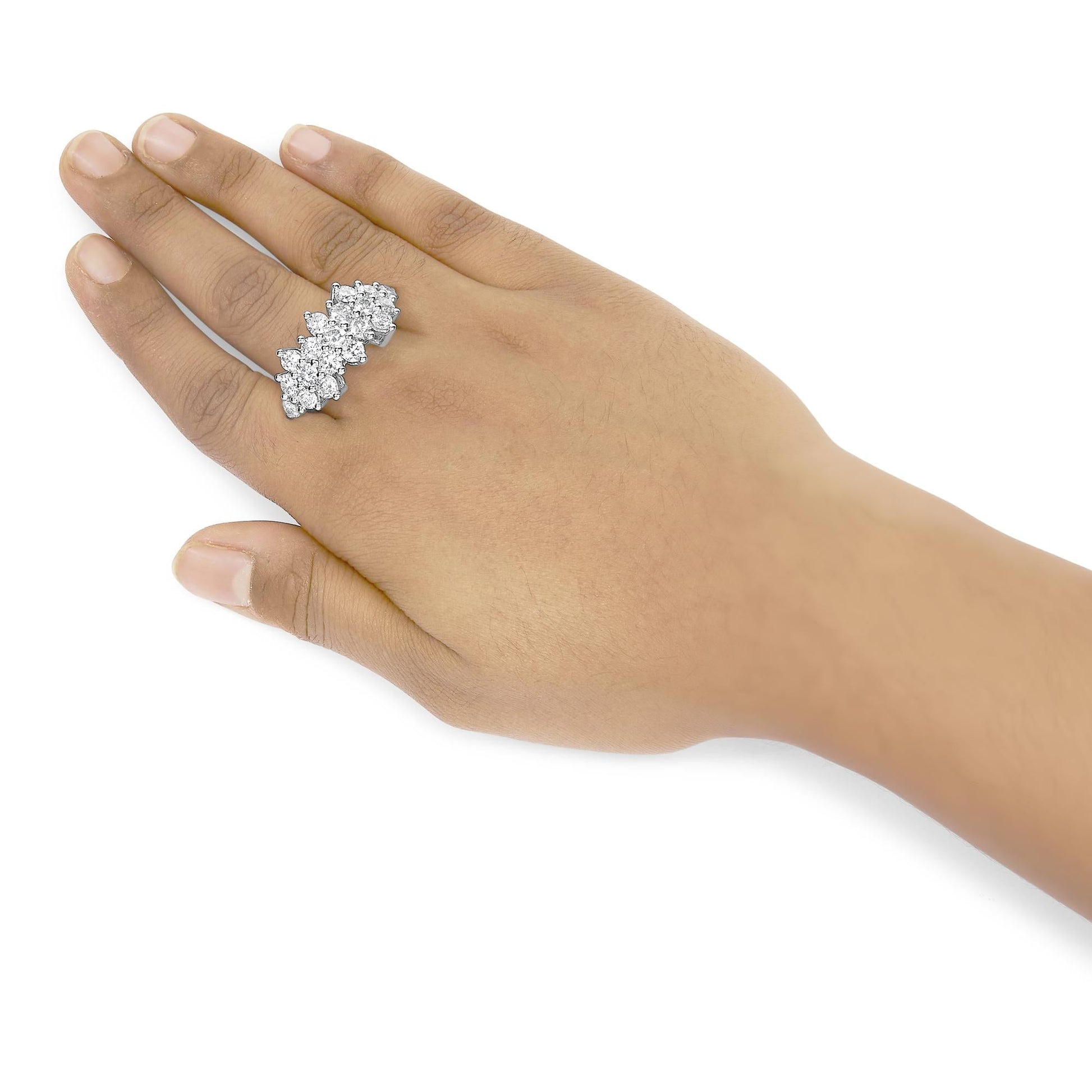 14K White Gold 4.0 Cttw Diamond Multi Row Scatter Band Ring (I-J Color, I1-I2 Clarity)-2