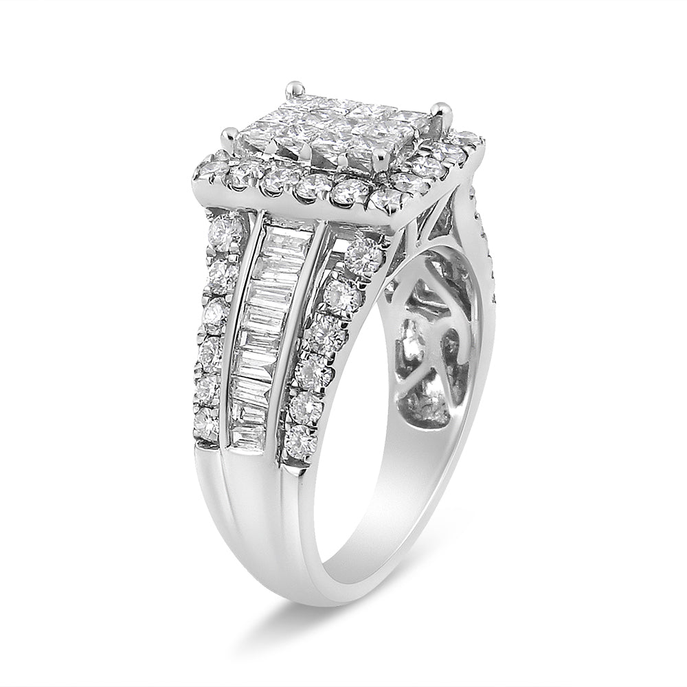 14K White Gold 2.00 Cttw Composite Head with Halo and Side Stones Diamond Ring (H-I Color, SI1-SI2 Clarity)-3