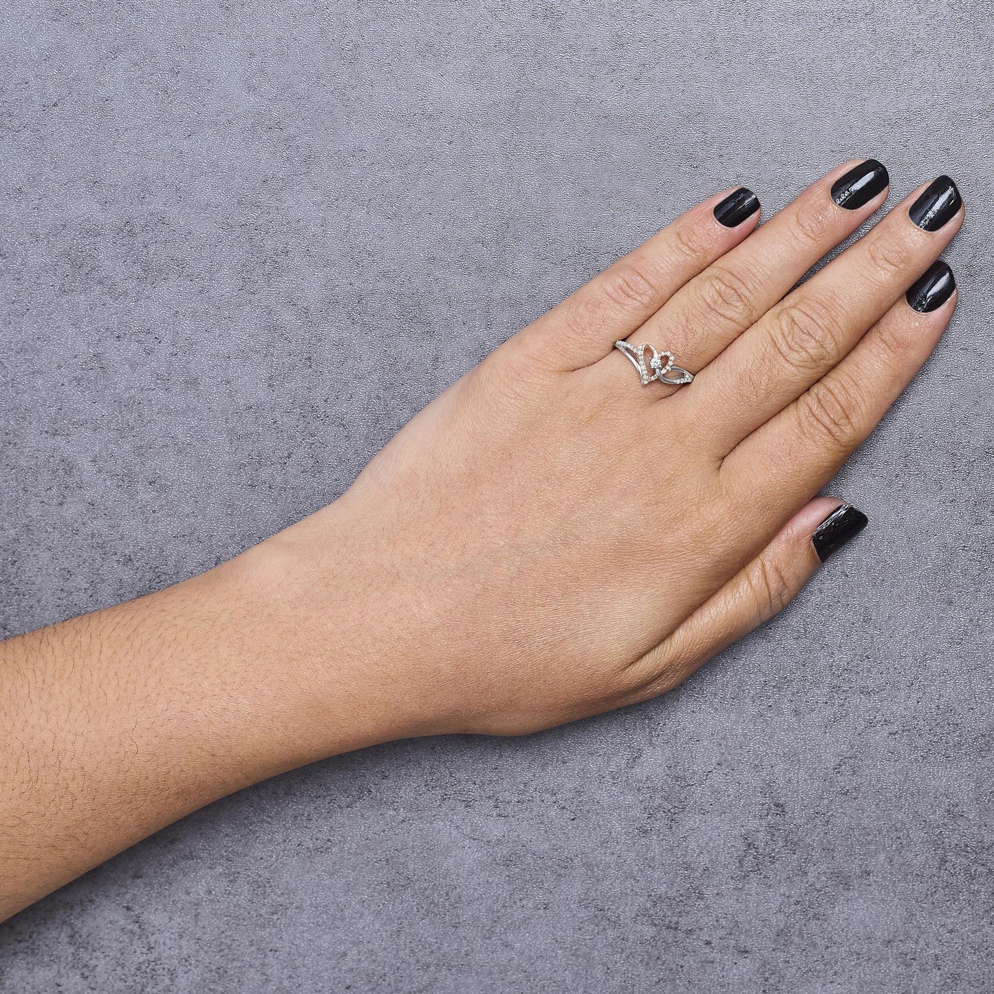10K Rose Gold Plated .925 Sterling Silver 1/5 Cttw Diamond Two Tone Open Heart Promise or Fashion Ring (I-J Color, I2-I3 Clarity)-2